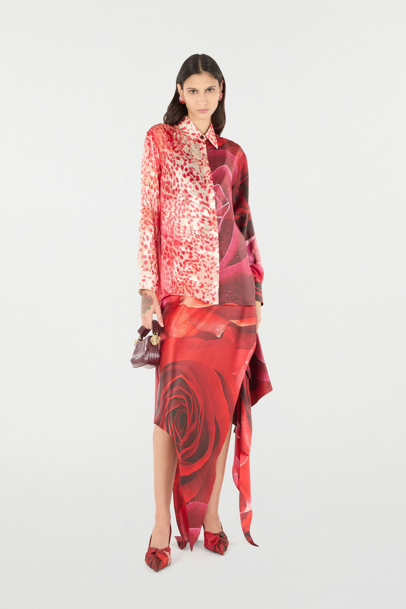 Roberto Cavalli Shirt With Jaguar Skin And Rose Print outlook