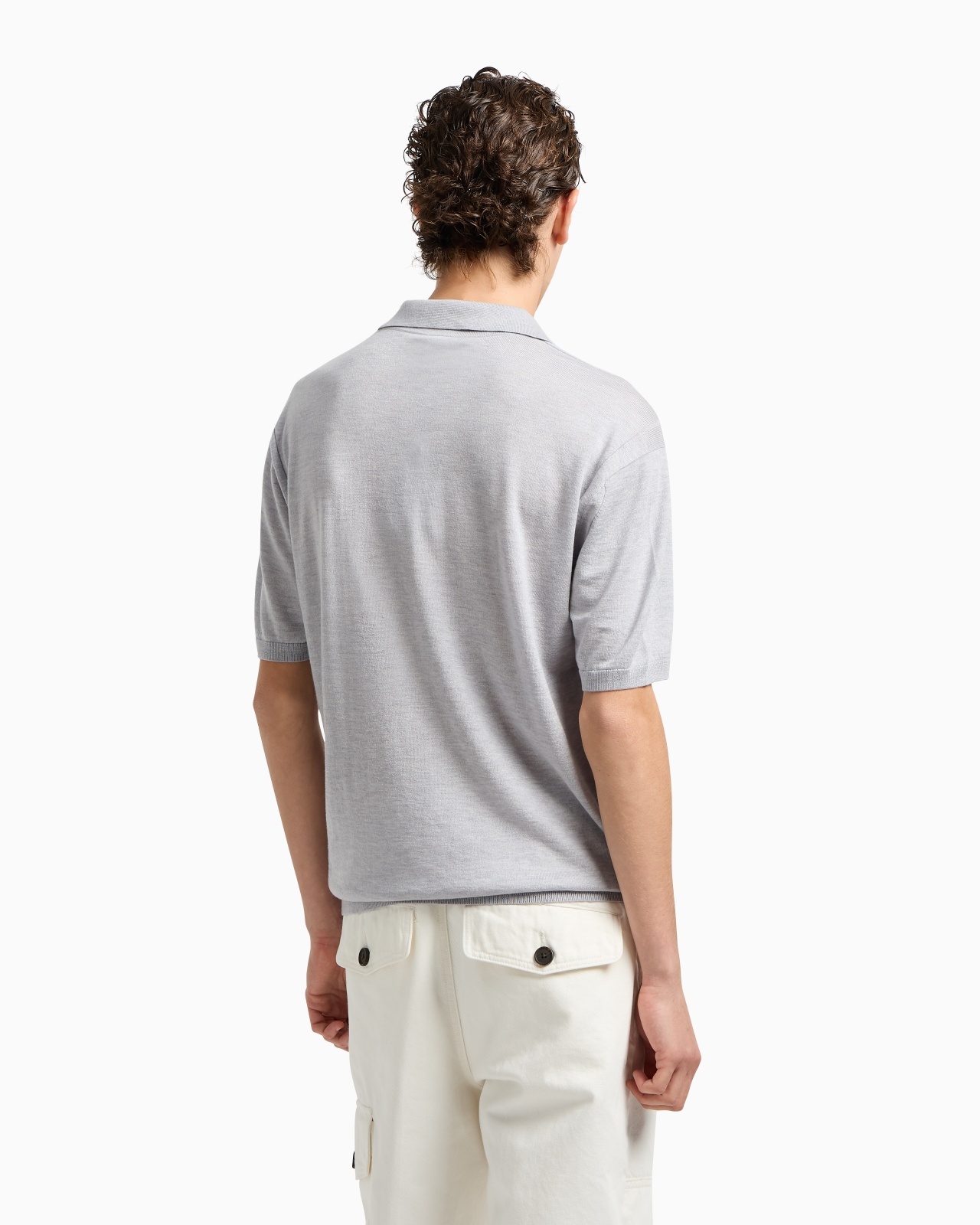 ASV PLAIN-KNIT JUMPER WITH POLO-SHIRT COLLAR, IN A WOOL AND LYOCELL BLEND - 3