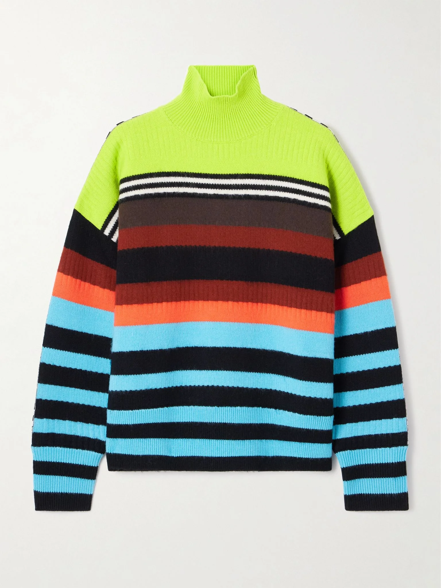 Striped ribbed wool-blend turtleneck sweater Blue - 1