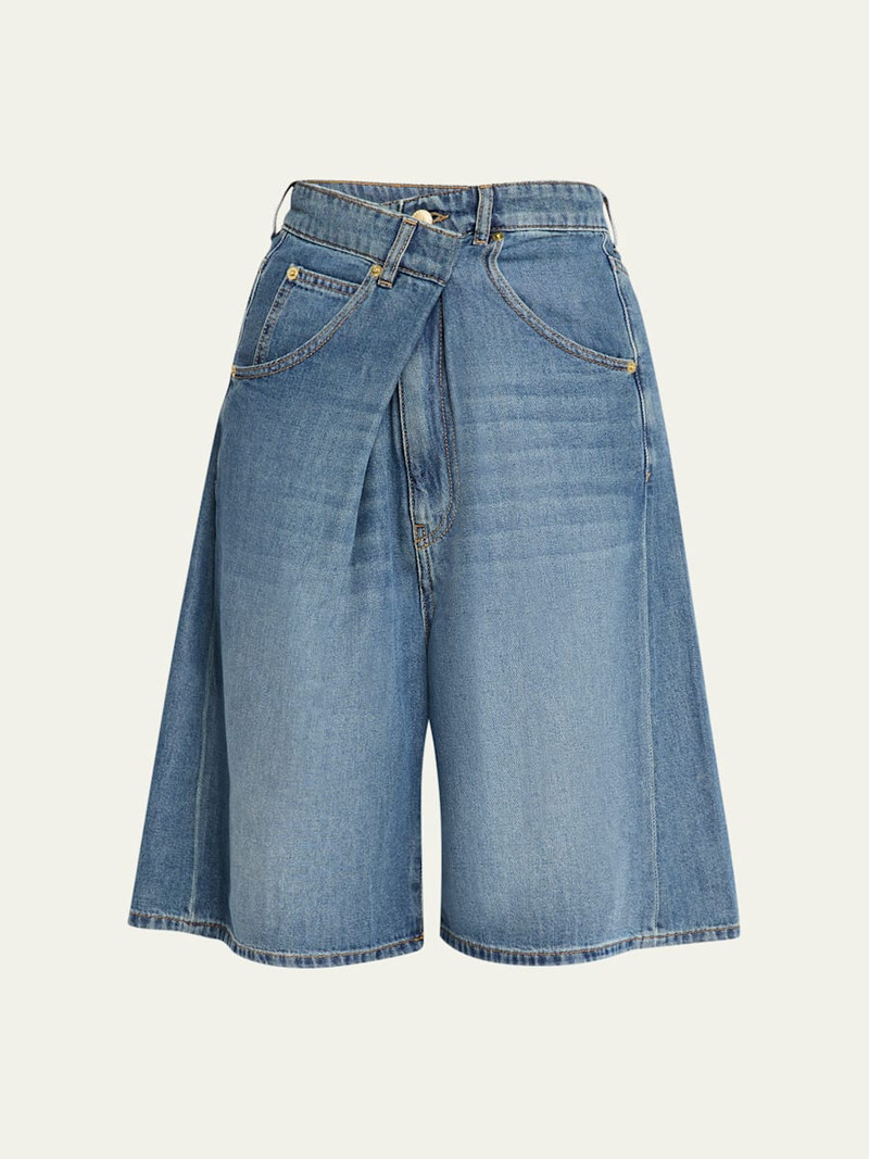 Ines Crossover Denim Shorts 1