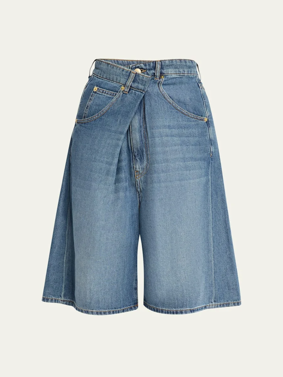 Ines Crossover Denim Shorts - 1