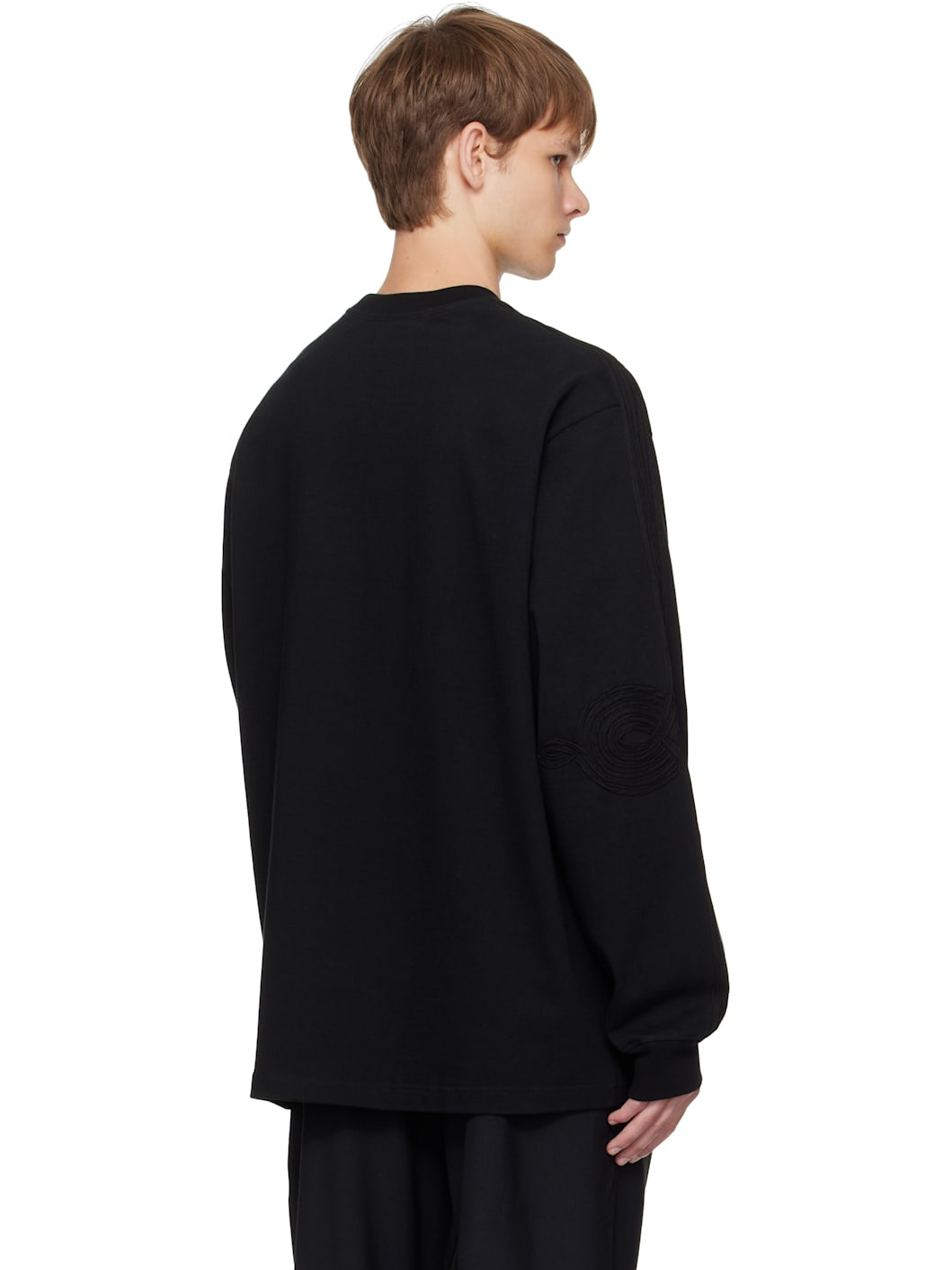 Black Appliqué Oversized Crew Neck Sweatshirt - 3