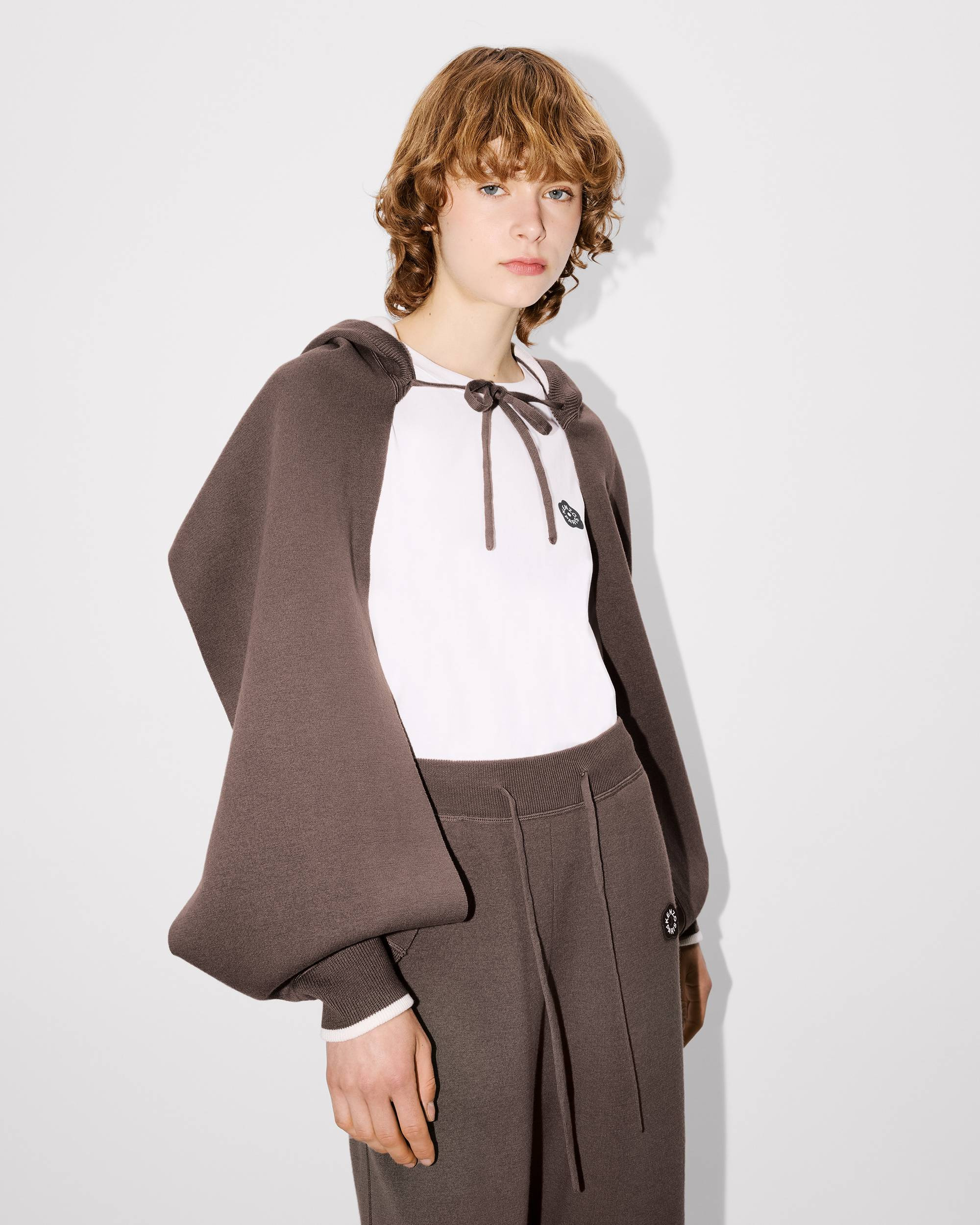 'Boke Flower 2.0' embroidered hooded scarf in wool and cotton - 3