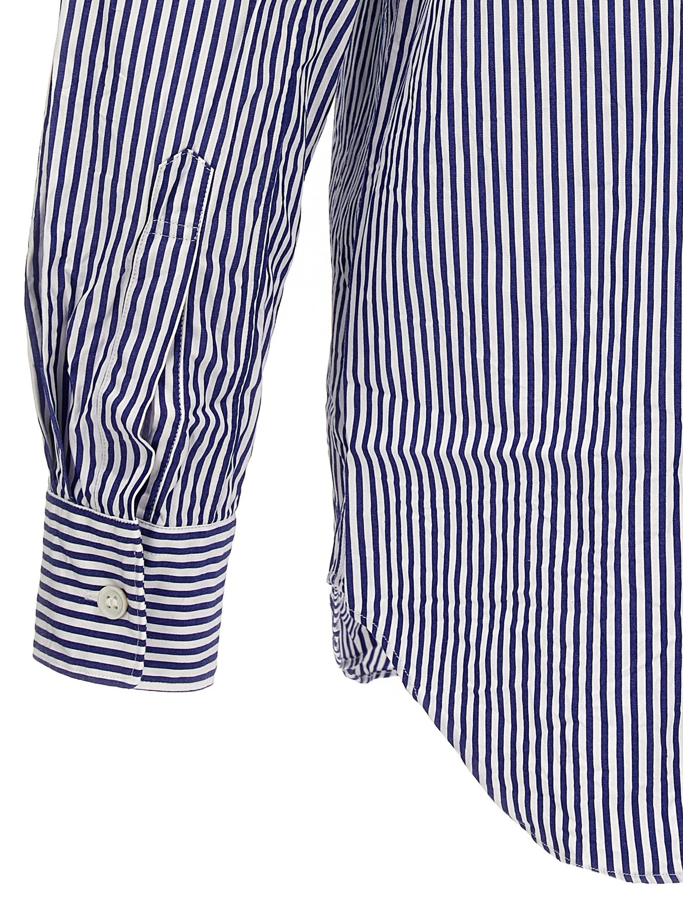 Logo Patch Striped Shirt Shirt, Blouse Blue - 4