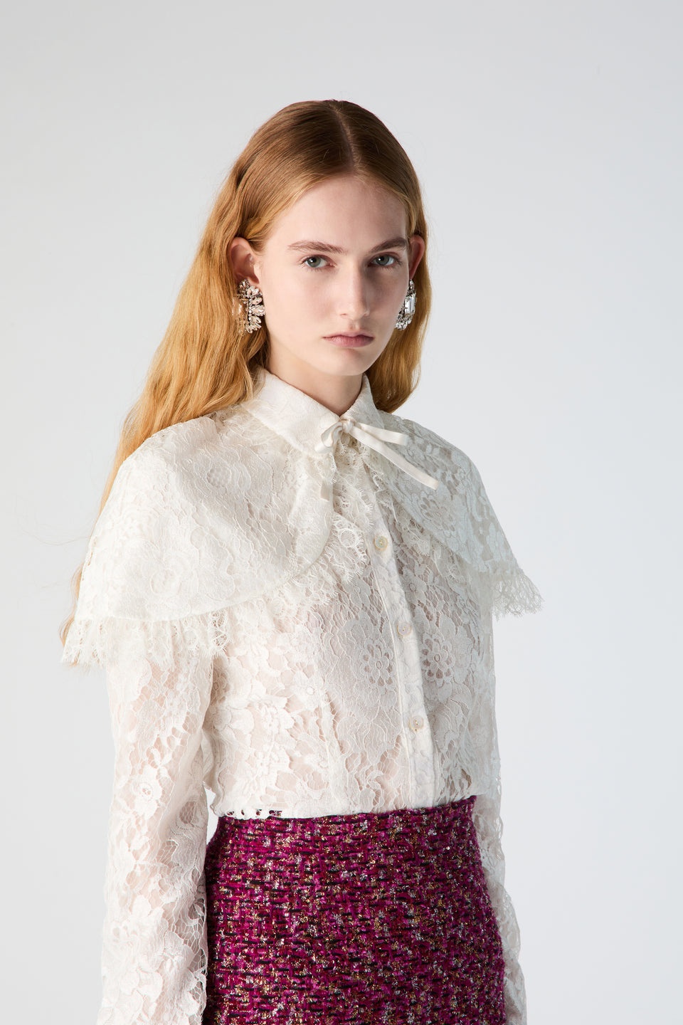 LACE BLOUSE WITH CAPE - 6