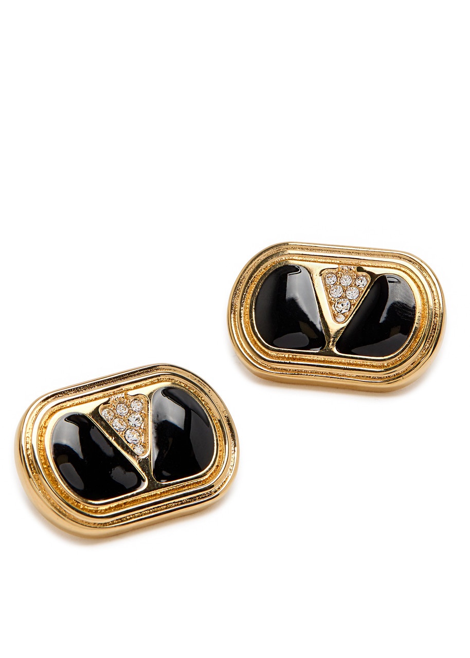 Valentino Ovalette Vlogo Enamelled Stud Earrings - 3