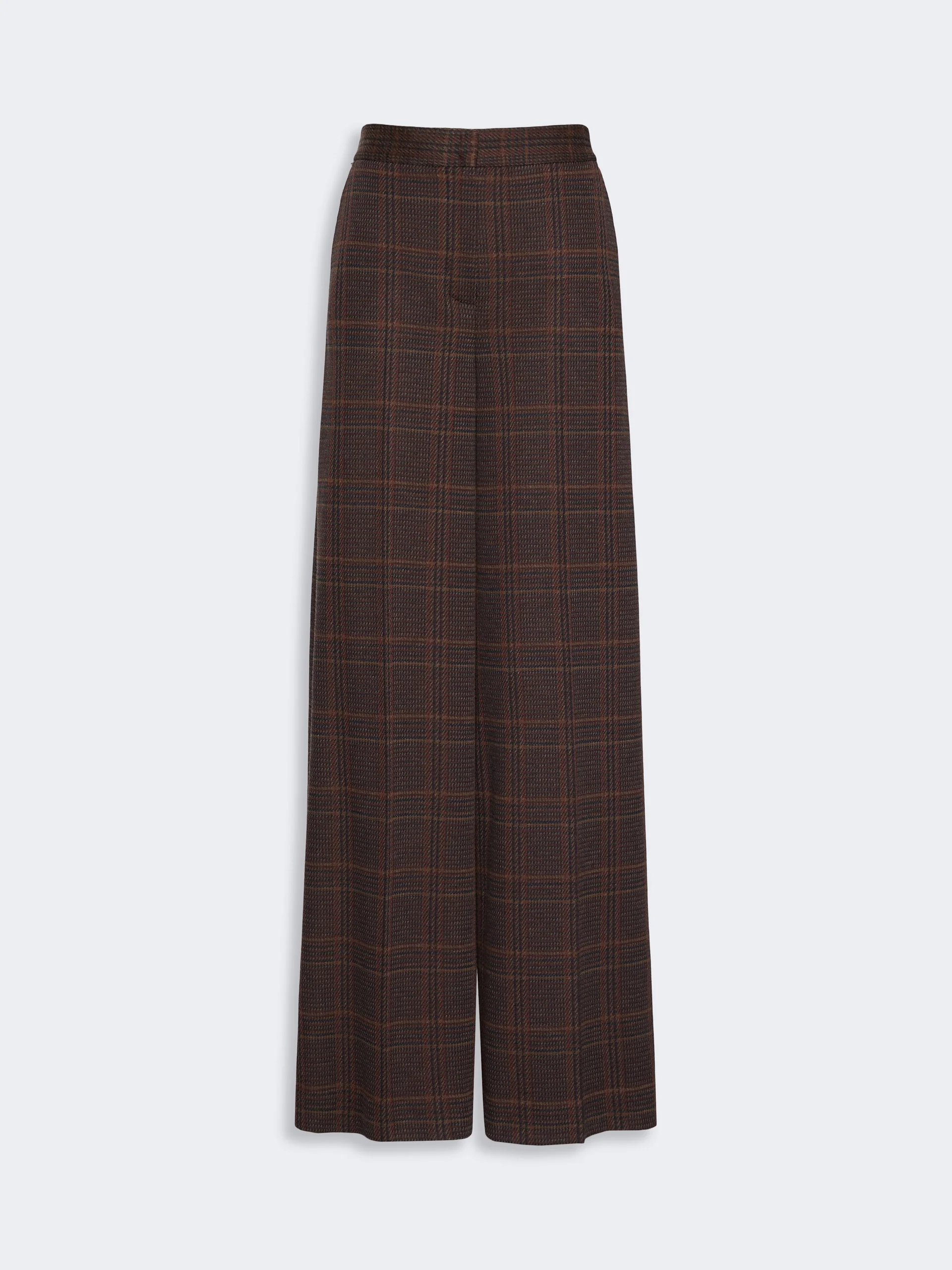 EMIRO Wide Glen plaid jersey trousers - BROWN BORDEAUX - 1