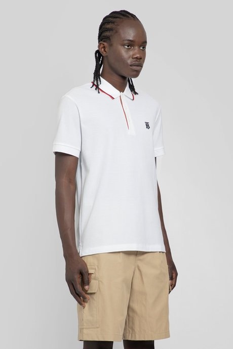 Burberry men's white icon stripe placket cotton piqué polo shirt - 2