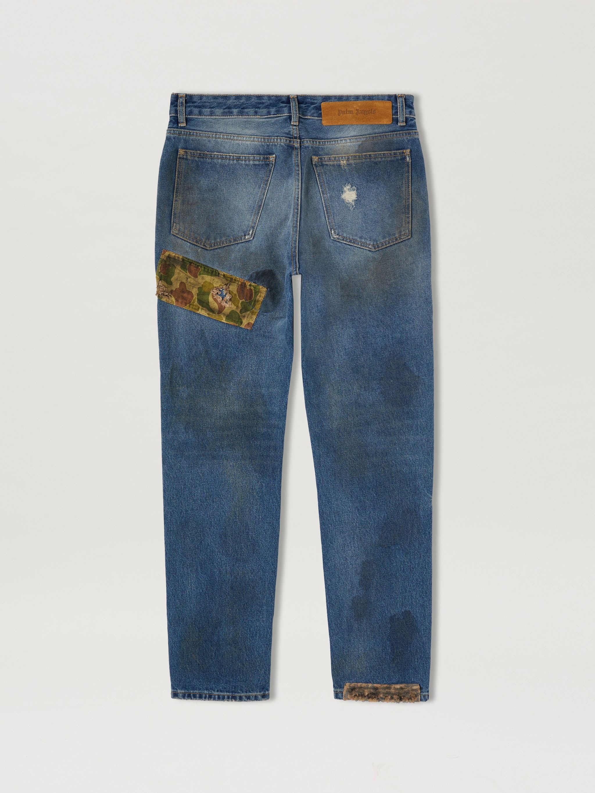 CURVED PALM TREE REGULAR DENIM PANTS - 7