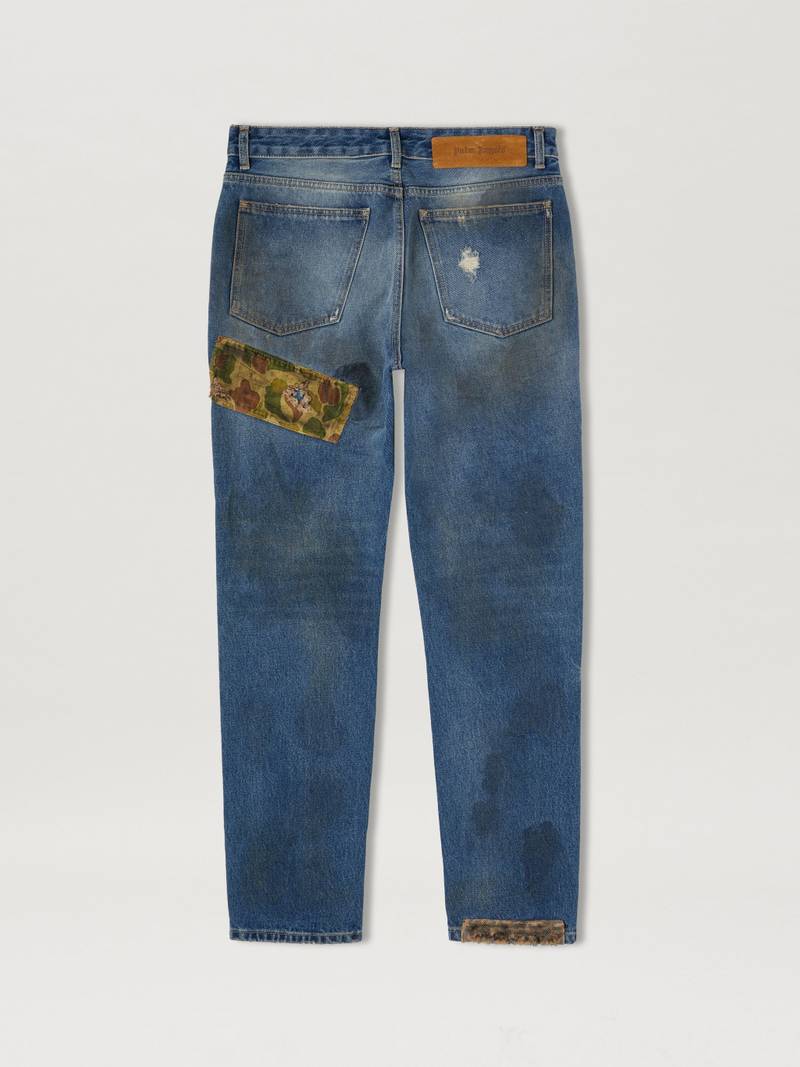 CURVED PALM TREE REGULAR DENIM PANTS 7