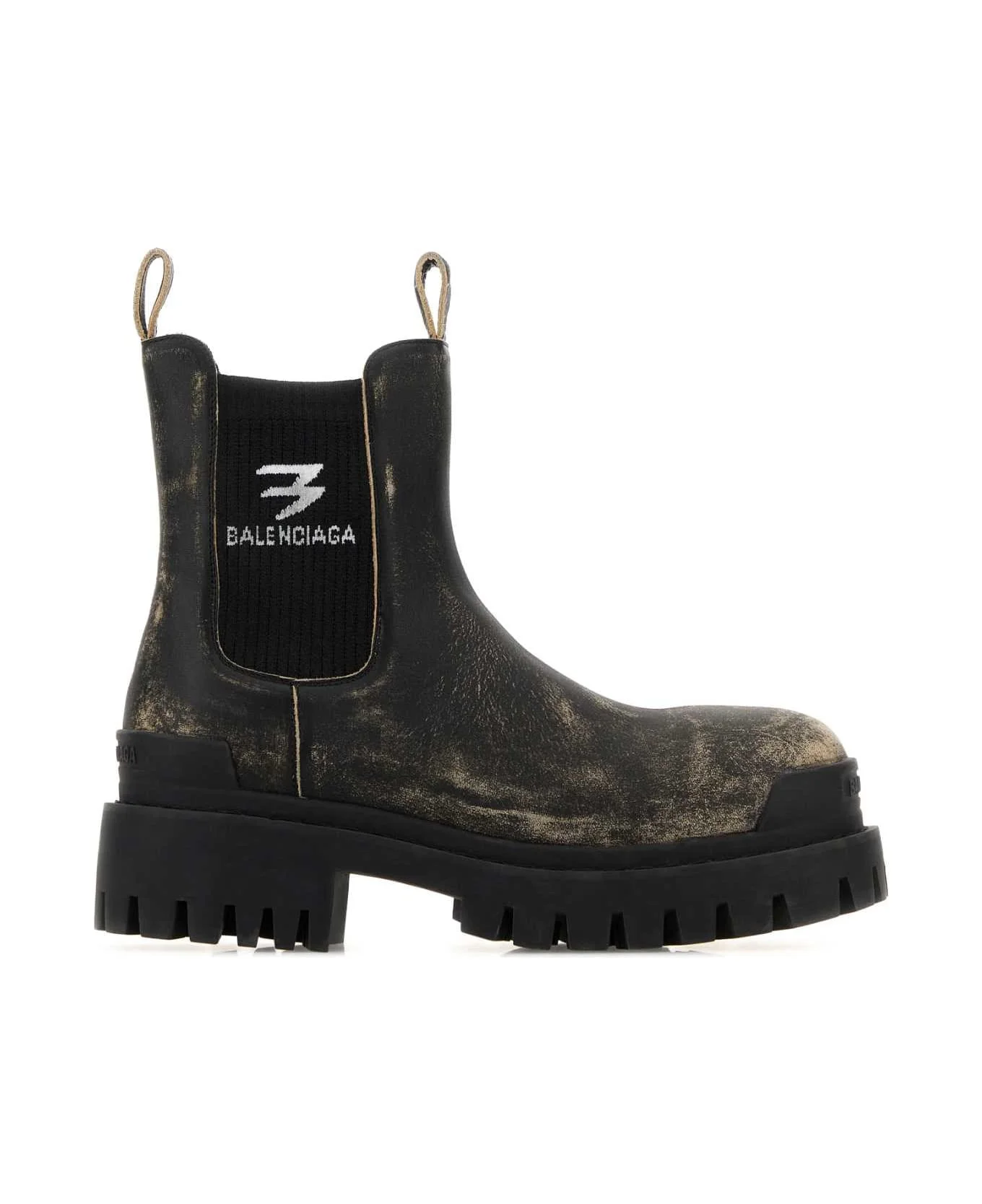 Black Leather Strike Chelsea Ankle Boots - 1