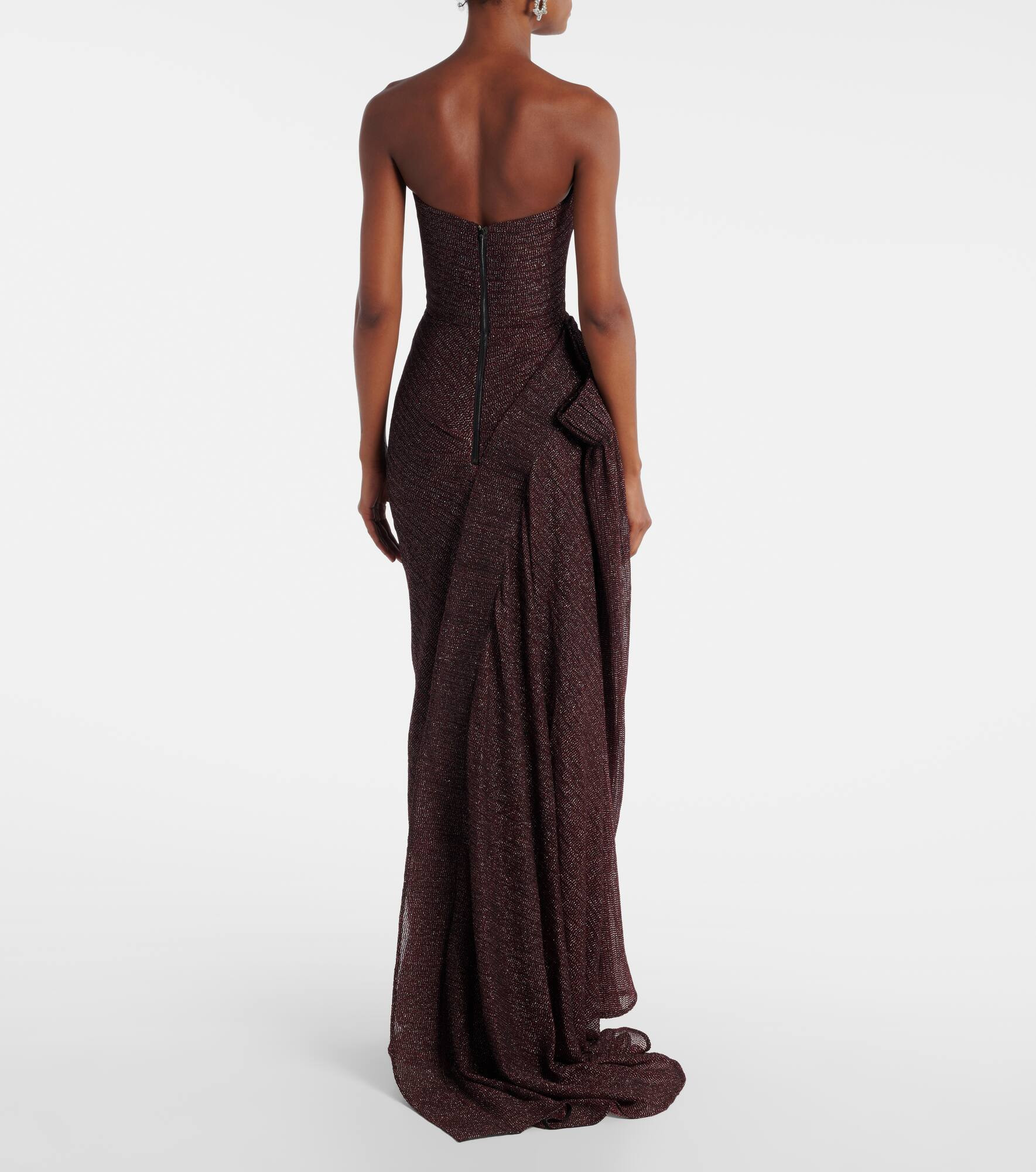 Lexicon draped gathered lamé gown - 3