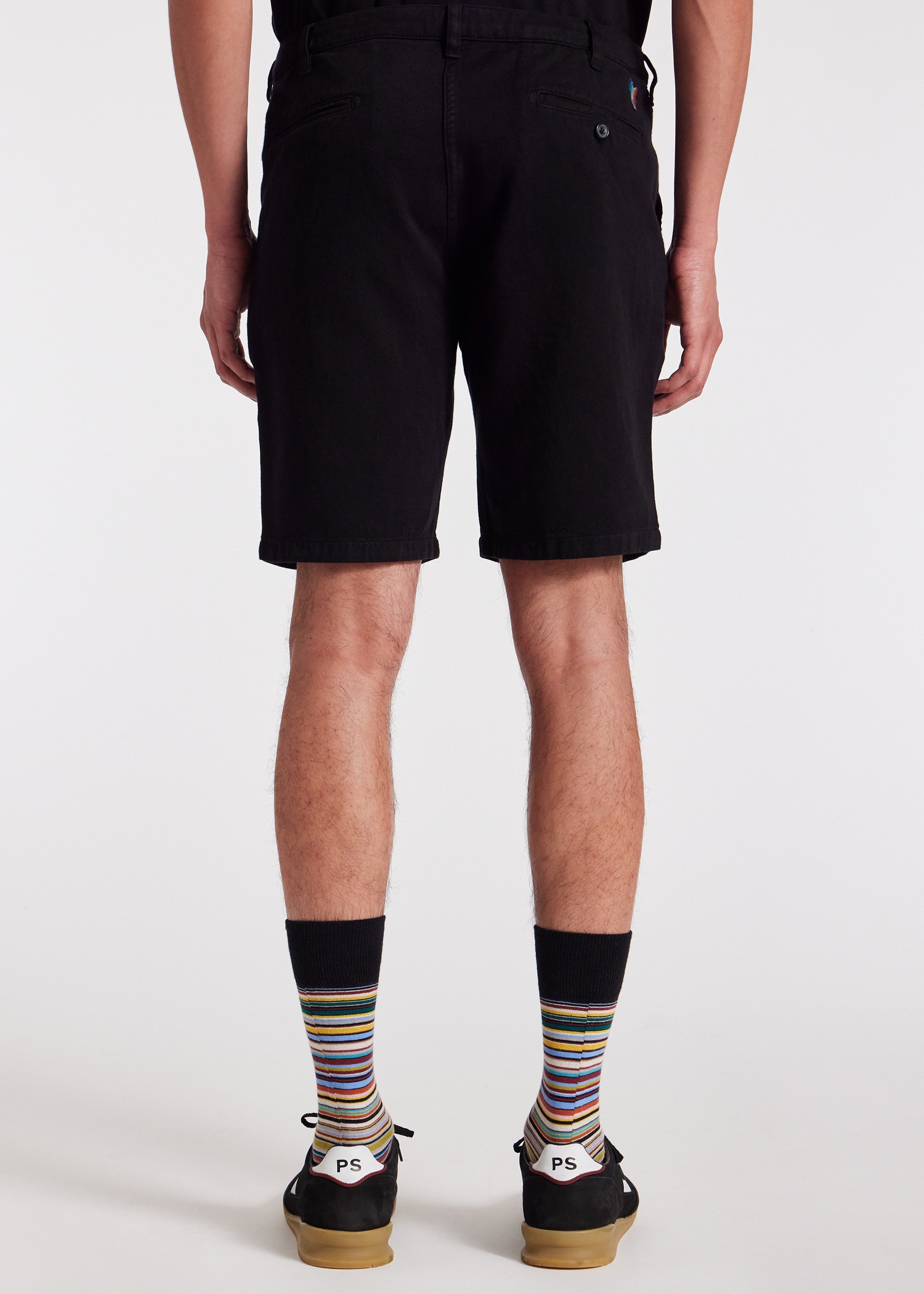 Black Cotton-Linen 'Broad Stripe Zebra' Shorts - 4