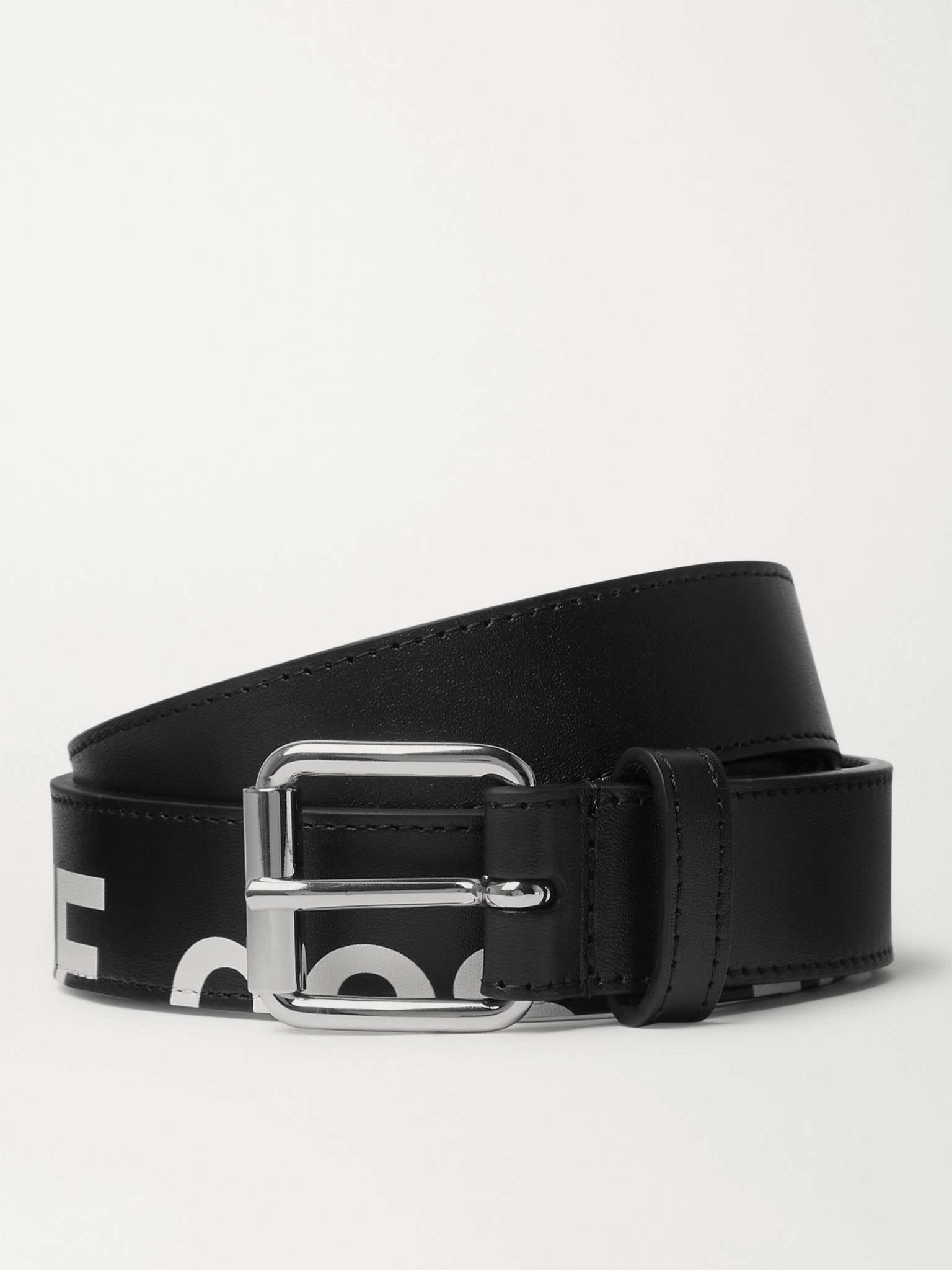 3cm Logo-Print Leather Belt - 1
