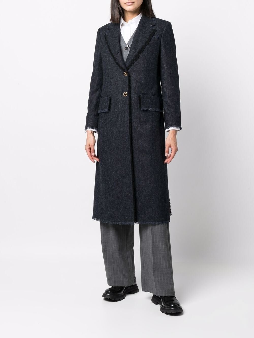 tweed single-breasted coat - 2