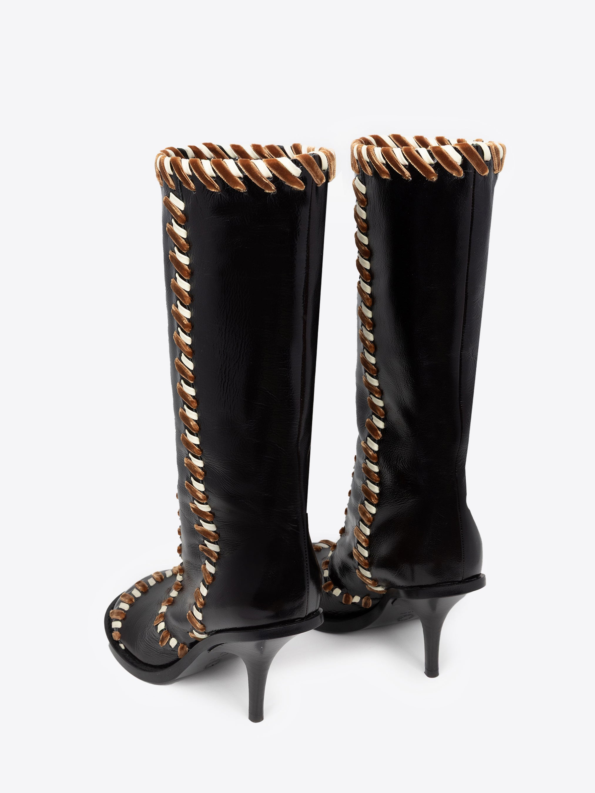 ROUND-TOE LEATHER BOOTS - 4
