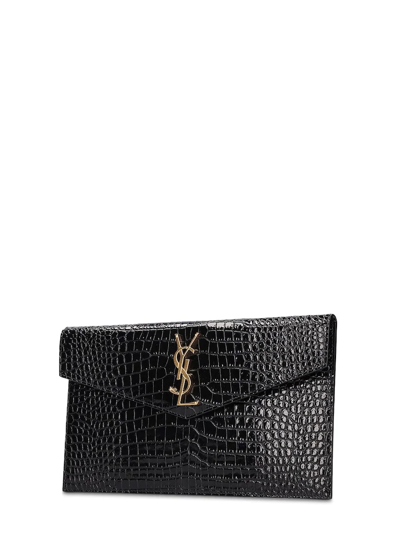 CROC EMBOSSED LEATHER POUCH - 4