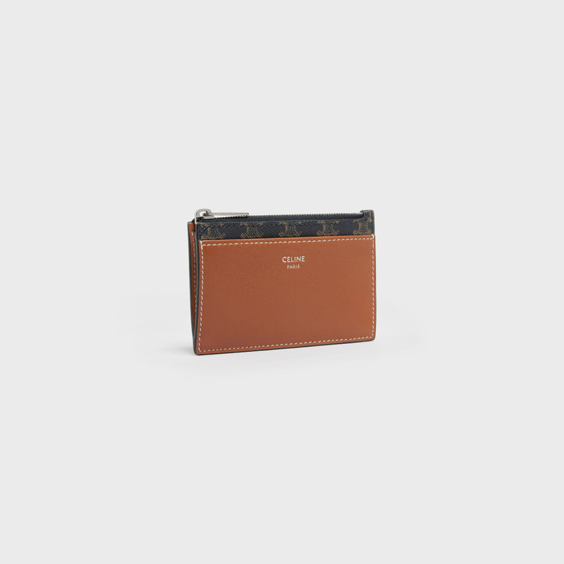 CELINE Zipped Card Holder in Triomphe Canvas and Lambskin outlook