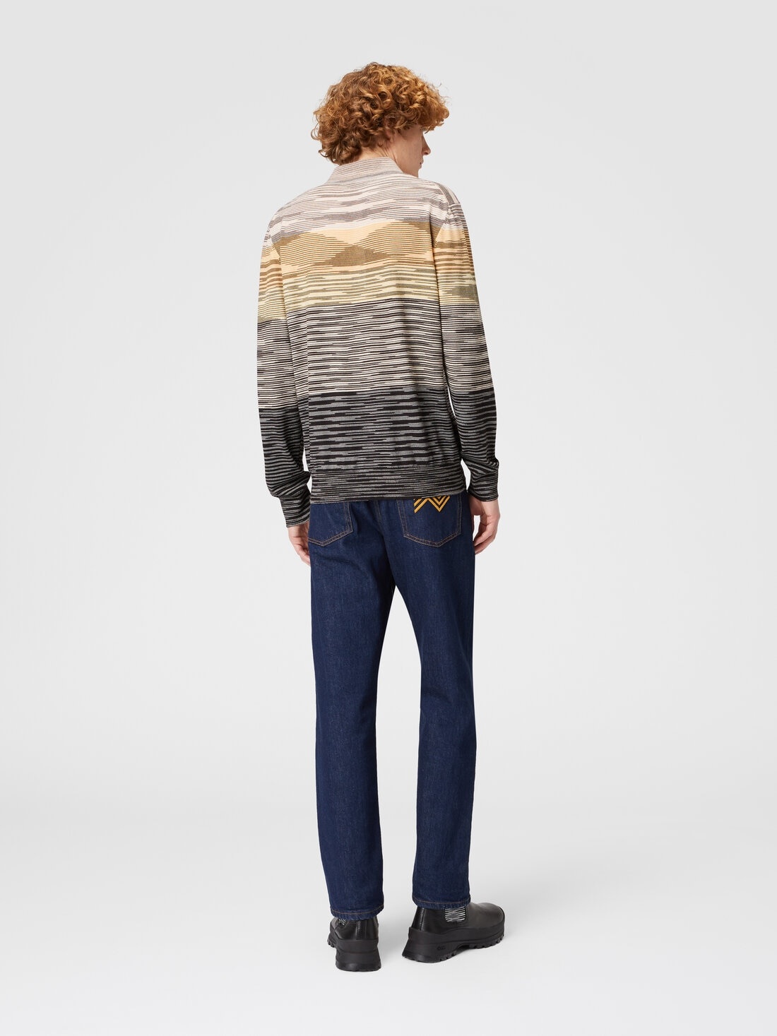Long-sleeved polo shirt in slub wool - 3