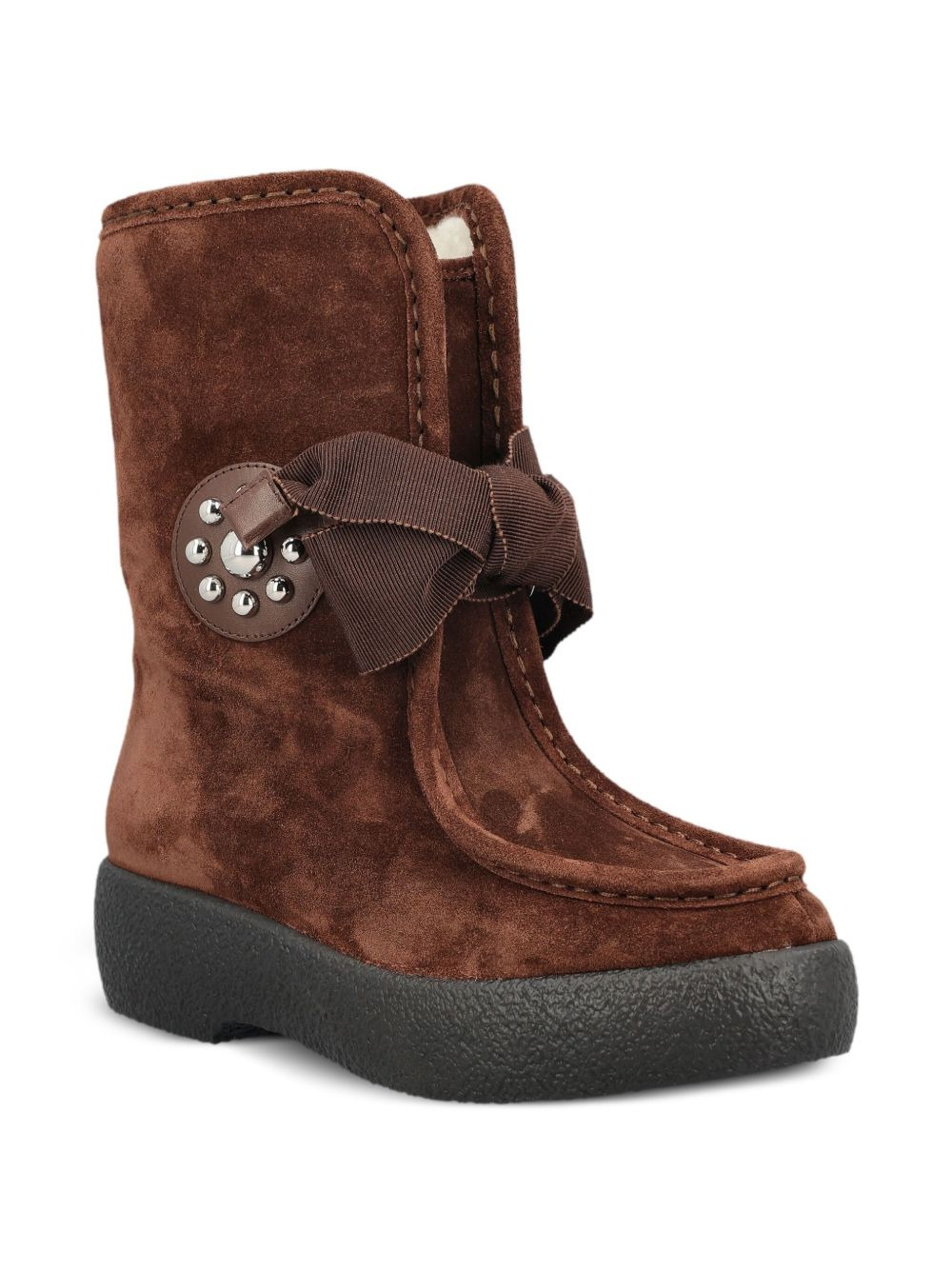 bow-embellished suede boots - 2