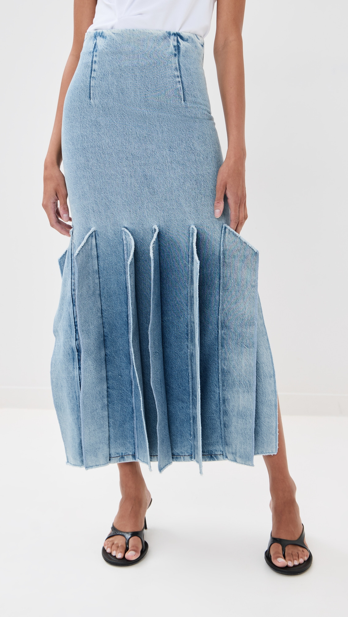 Denim Skirt with Panel Detail - 6