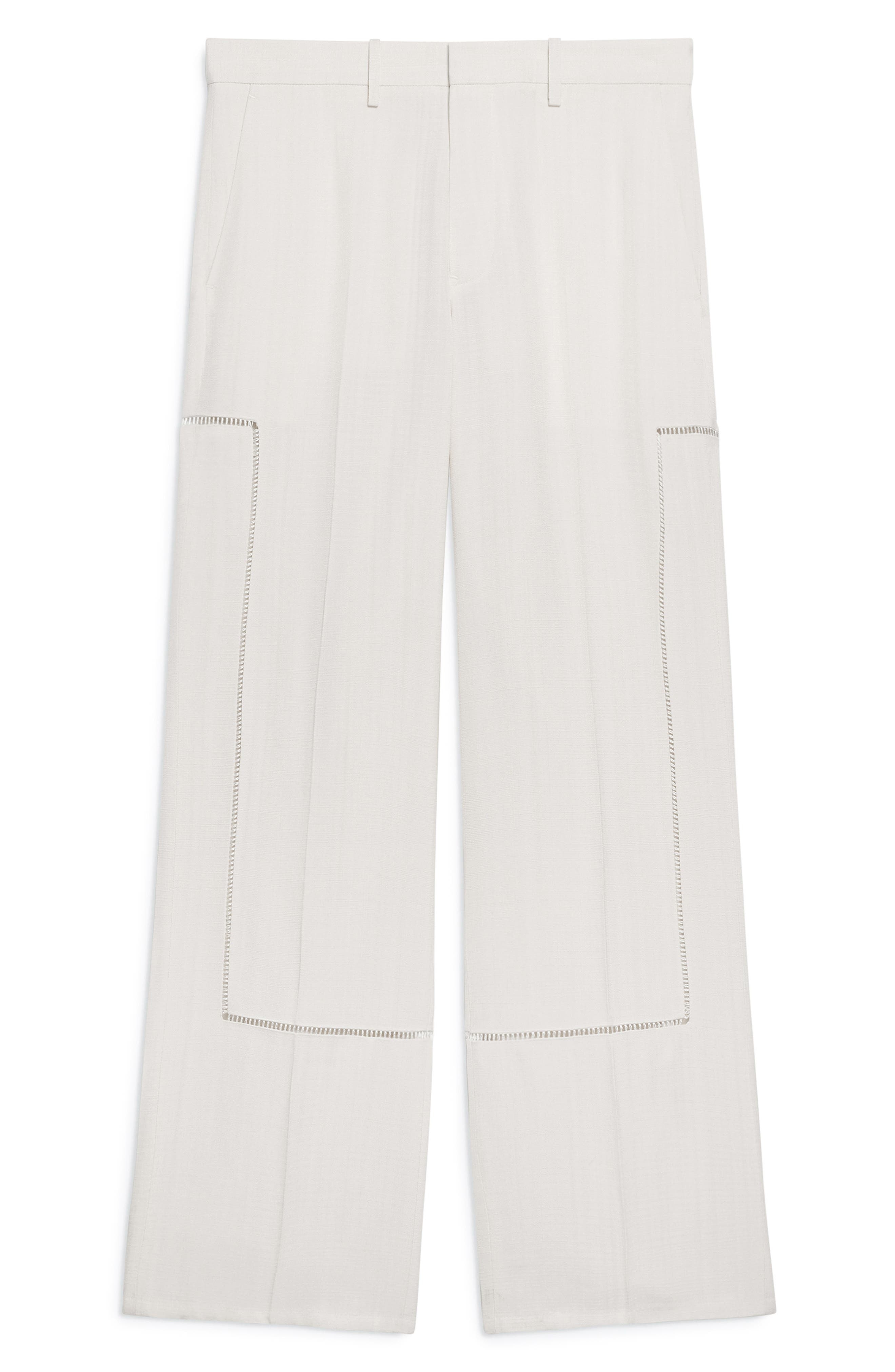 Helmut Lang Border Relaxed Fit Slub Viscose Carpenter Pants in Antique White - 4