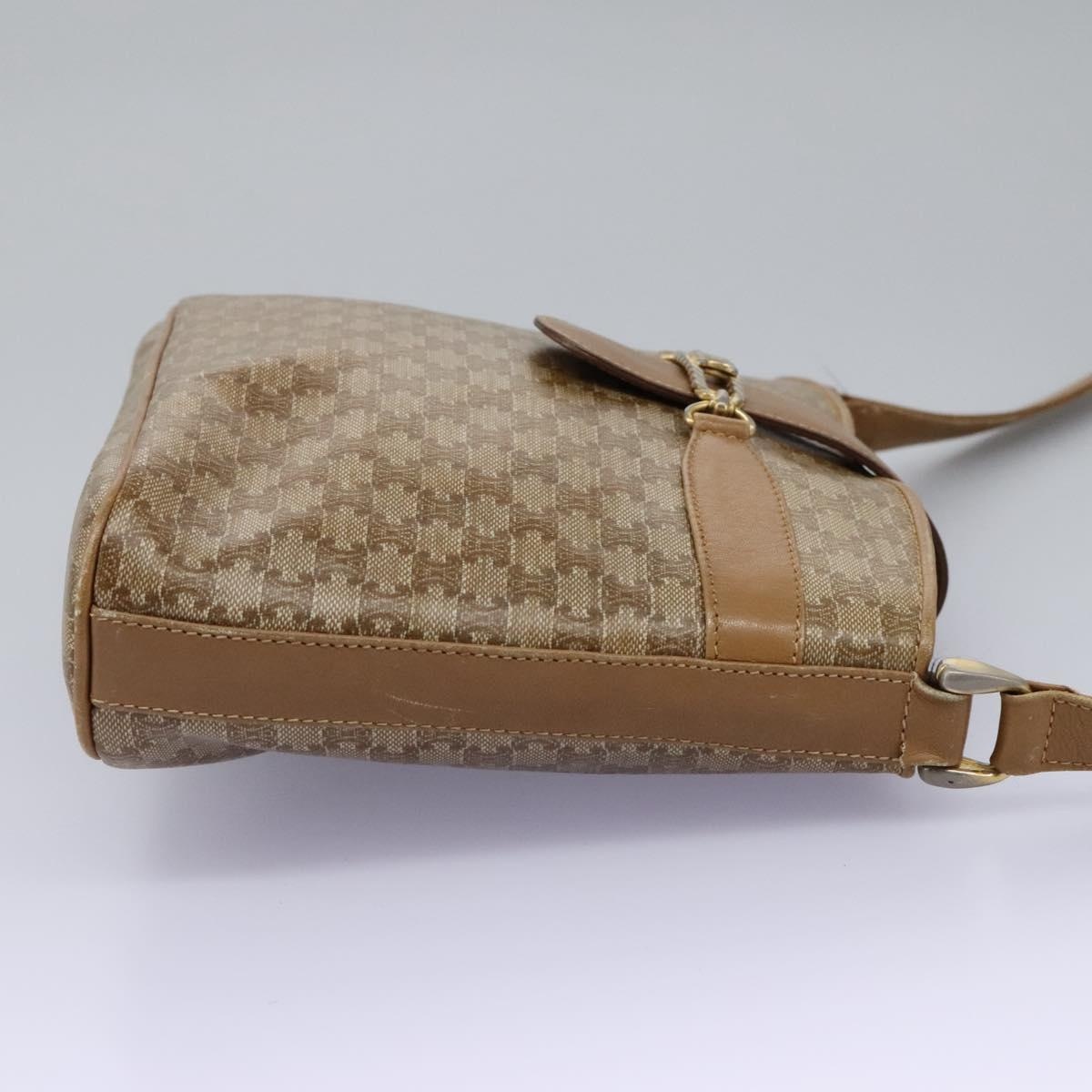 CELINE Macadam Canvas Shoulder Bag Pvc Leather Beige - 4