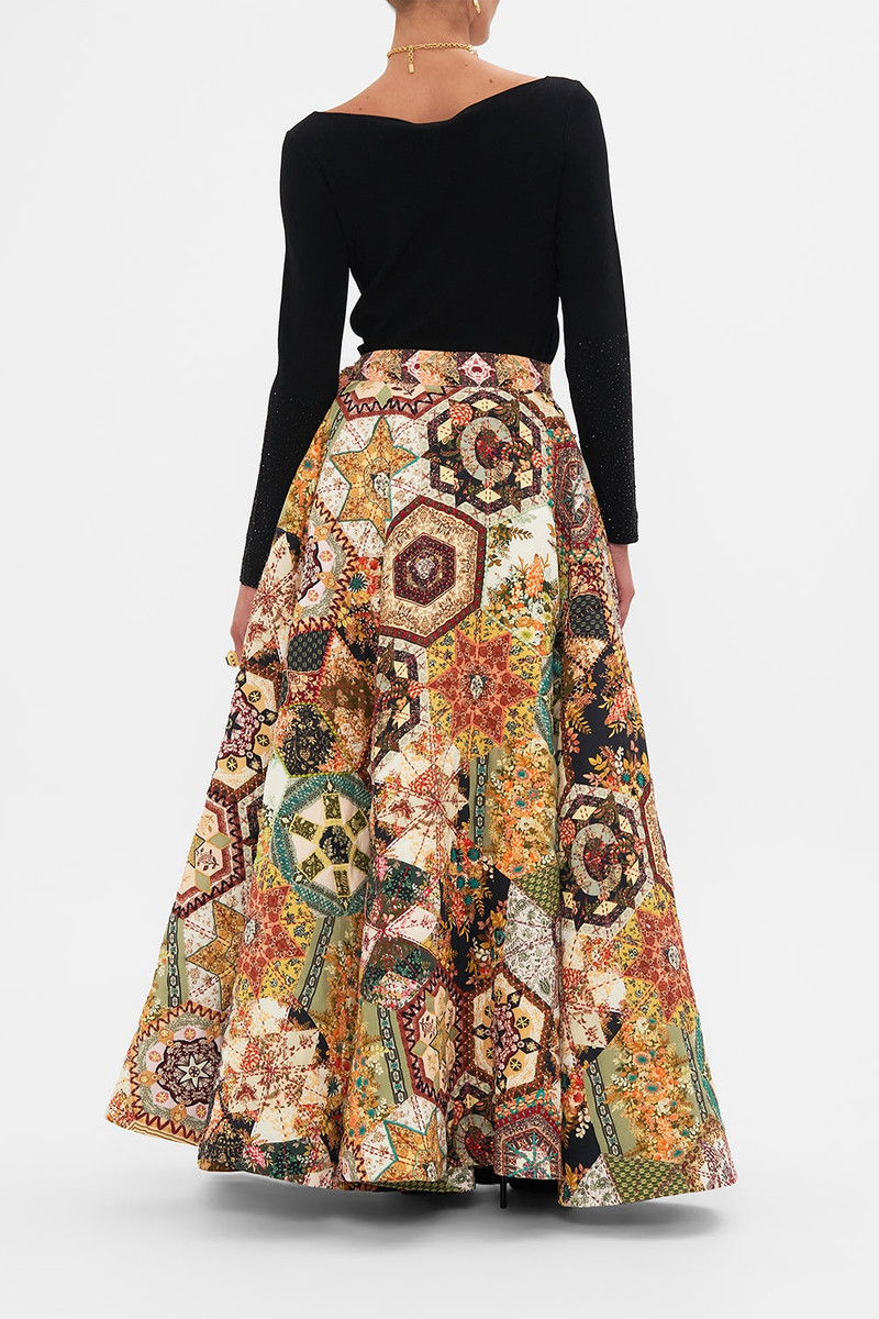REVERSIBLE EMBROIDERED QUILTED WRAP SKIRT 3