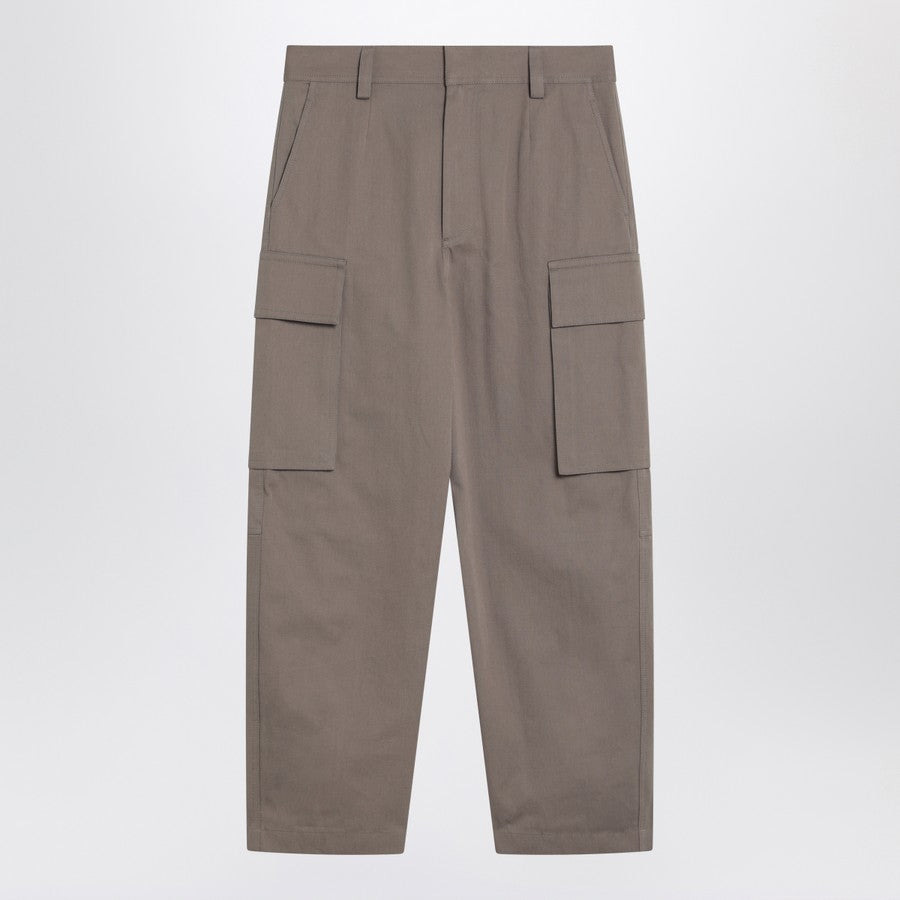 Bottega Veneta Men Grey Seal Cotton Twill Cargo Pants - 1