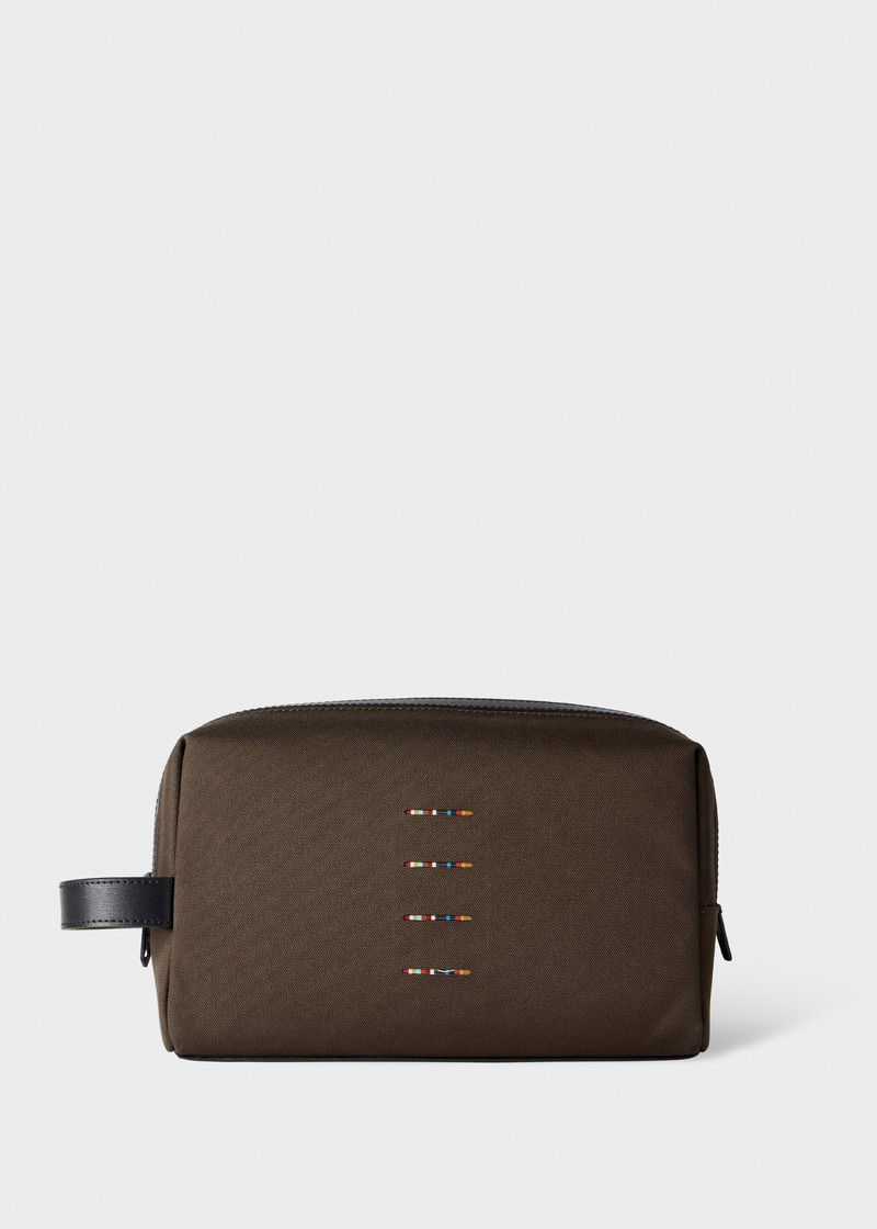 Khaki Cordura® Laser 'Signature Stripe' Wash Bag 1
