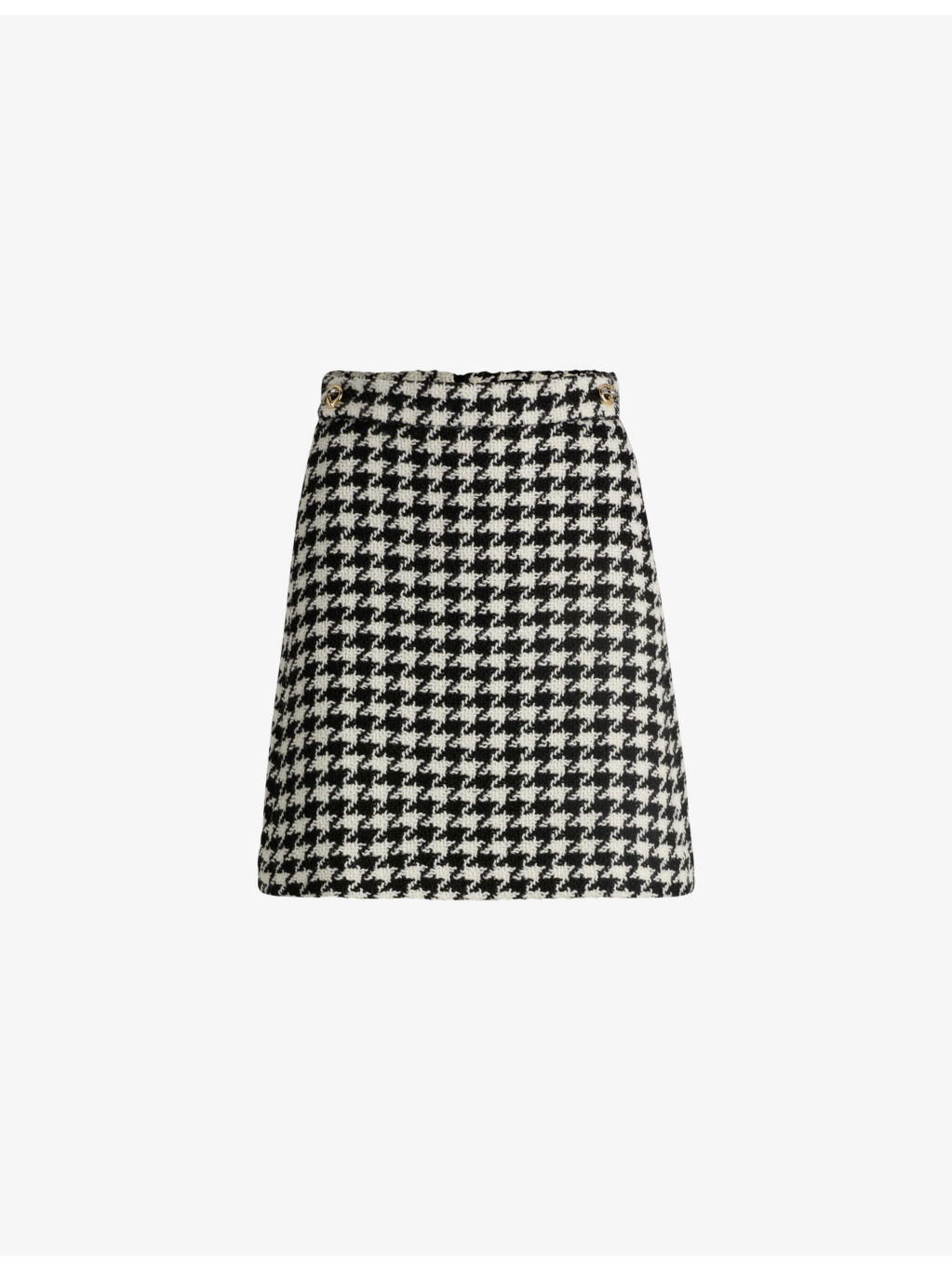 Houndstooth-pattern high-waist woven mini skirt - 1