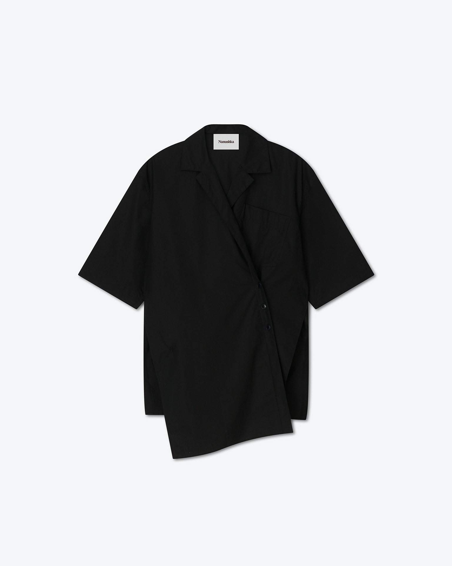 JONAH - Asymmetric poplin shirt - Off black - 1