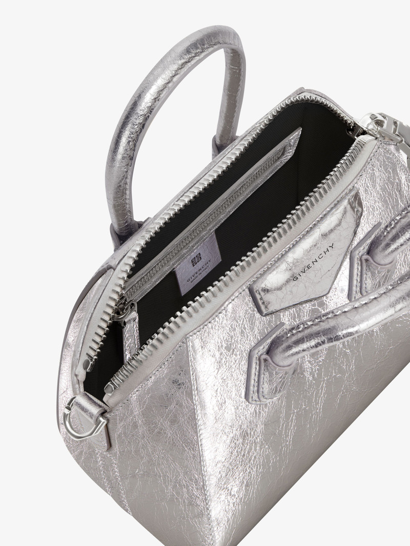 MINI ANTIGONA BAG IN LAMINATED LEATHER 4