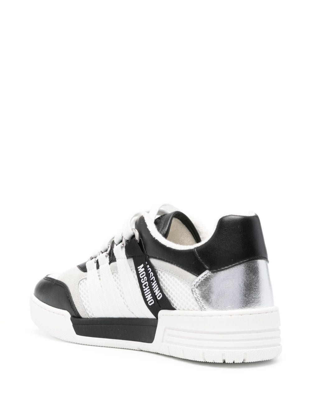 logo-tape leather sneakers - 3