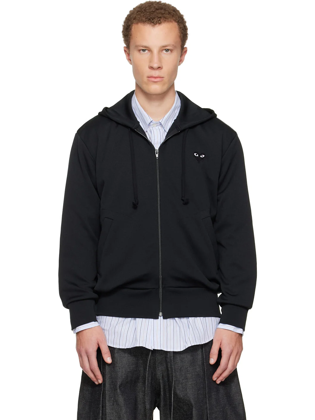Black Big Heart Zip Hoodie - 1