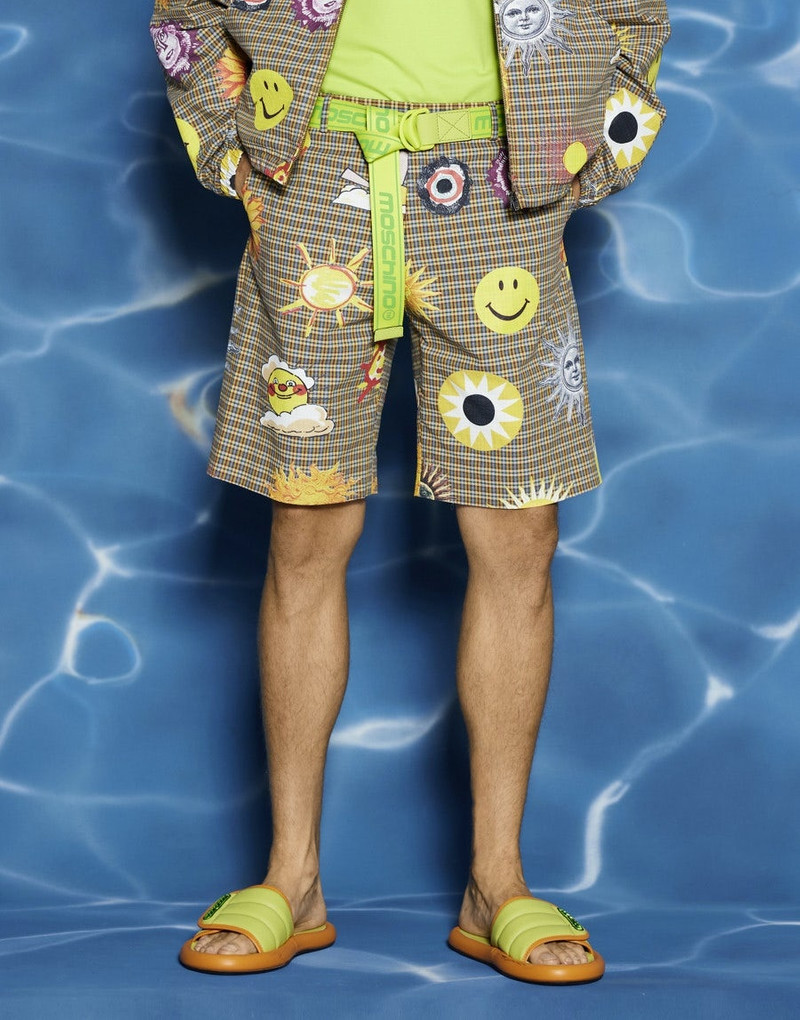 ALLOVER SUN SMILEY® PRINT CHECK COTTON BERMUDA SHORTS 5