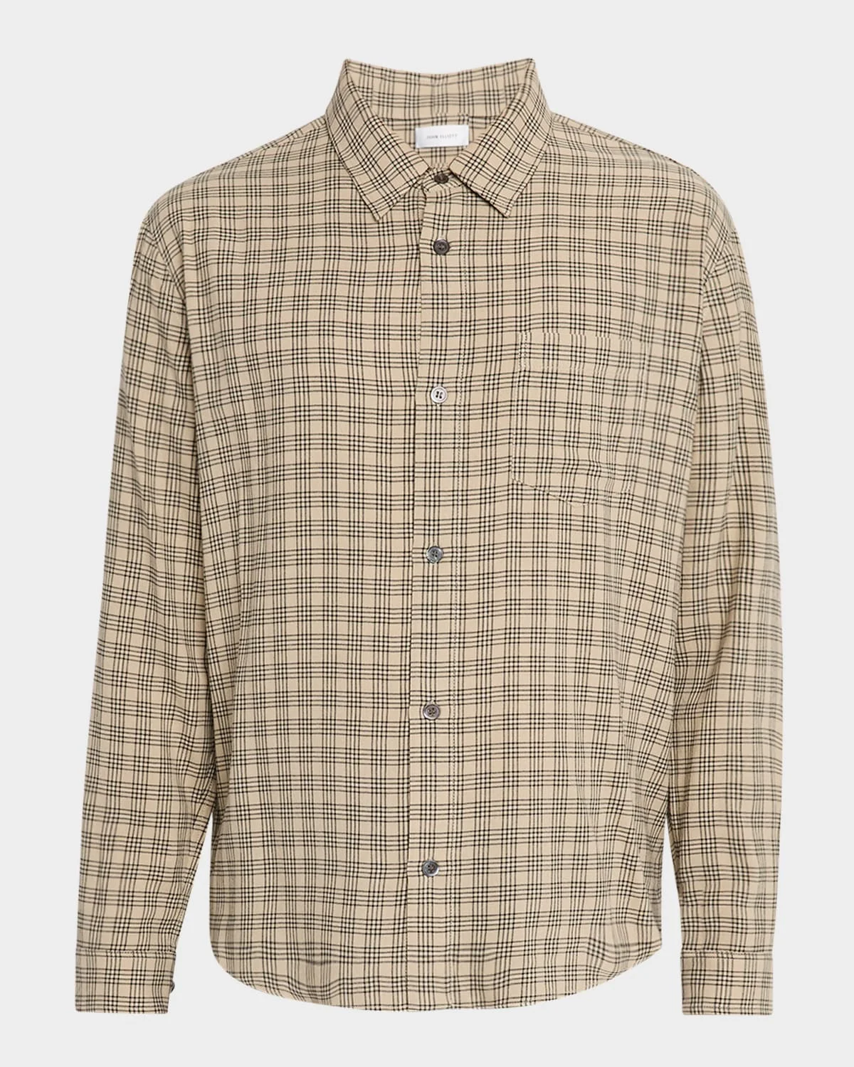Men's Check Viscose and Wool Pocket Button-Down Shirt - 1