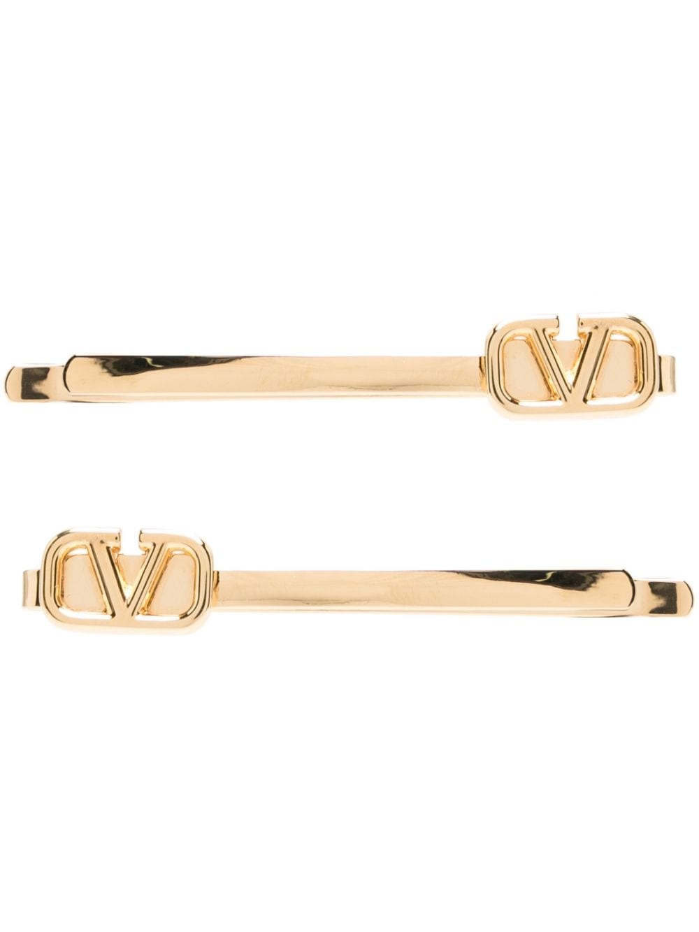 VLogo Signature engraved-detail hair clips - 1