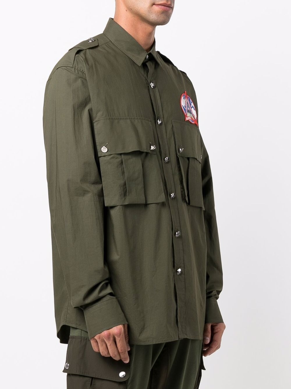 patch-detail long-sleeve shirt - 3