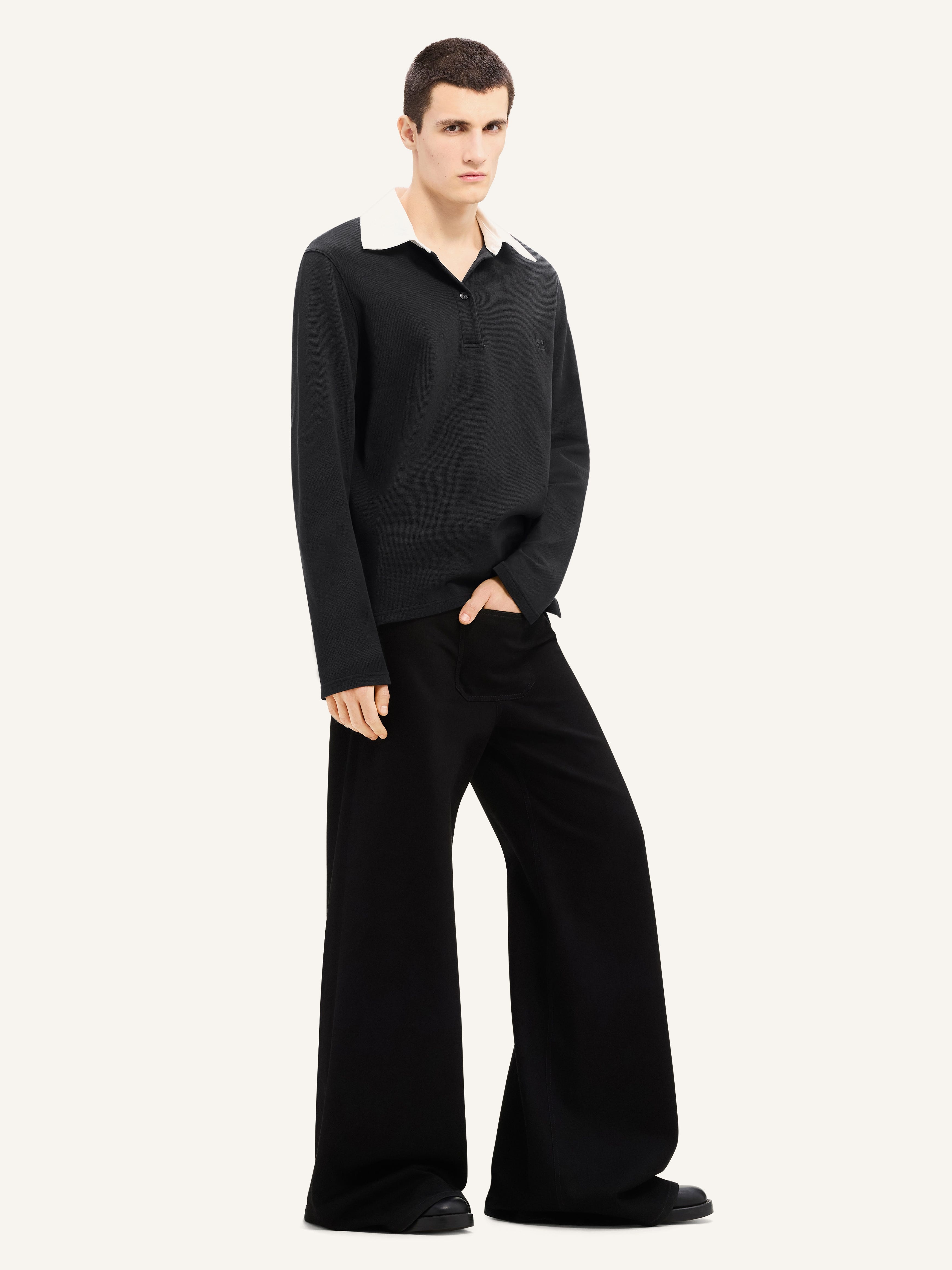 SINGLE FRONT POCKET DENIM BAGGY PANTS - 3