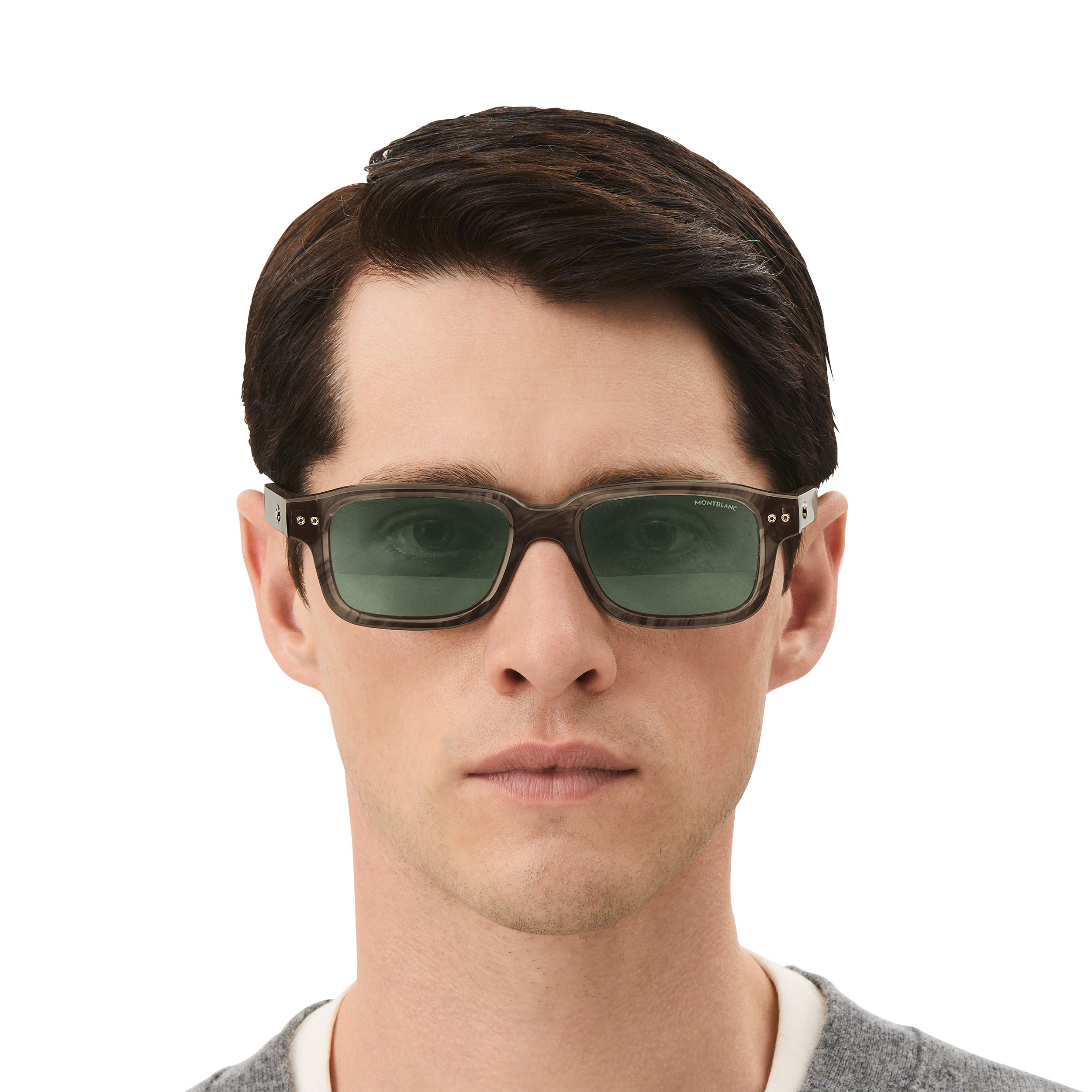 Rectangular Sunglasses with Havana-Colored Acetate Frame - 5