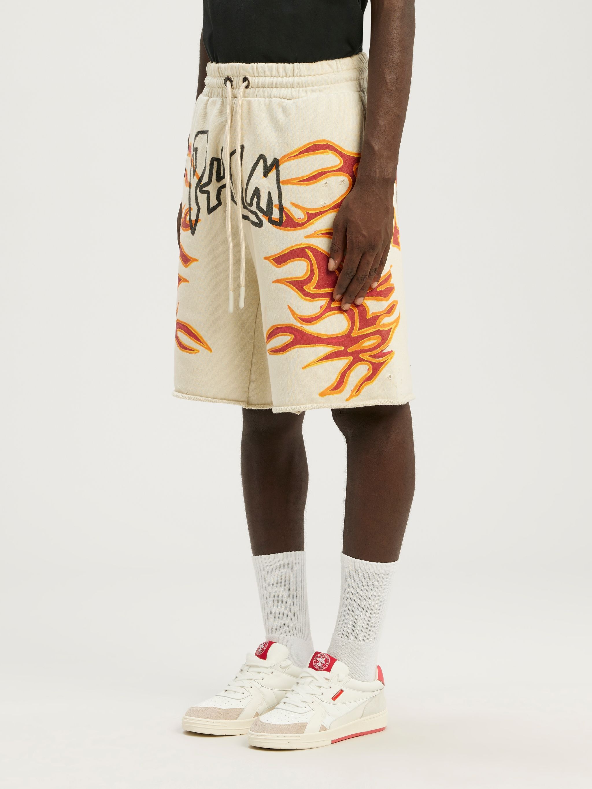 GARMENT DYE GRAFFITI FLAMES SWEATSHORTS - 4