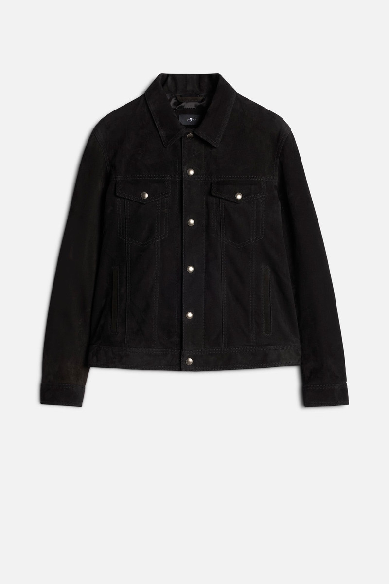 Suede Trucker Jacket In Black 1
