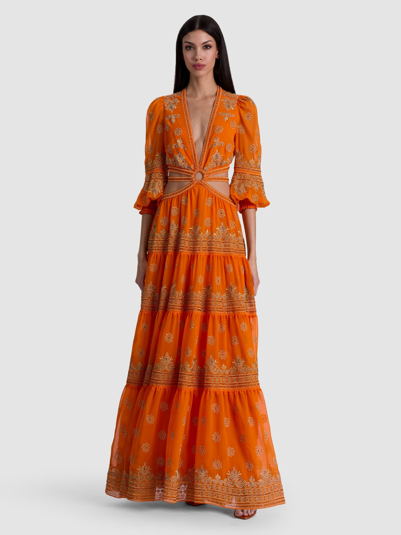 PATRICA EMBELLISHED RUFFLE MAXI DRESS 4