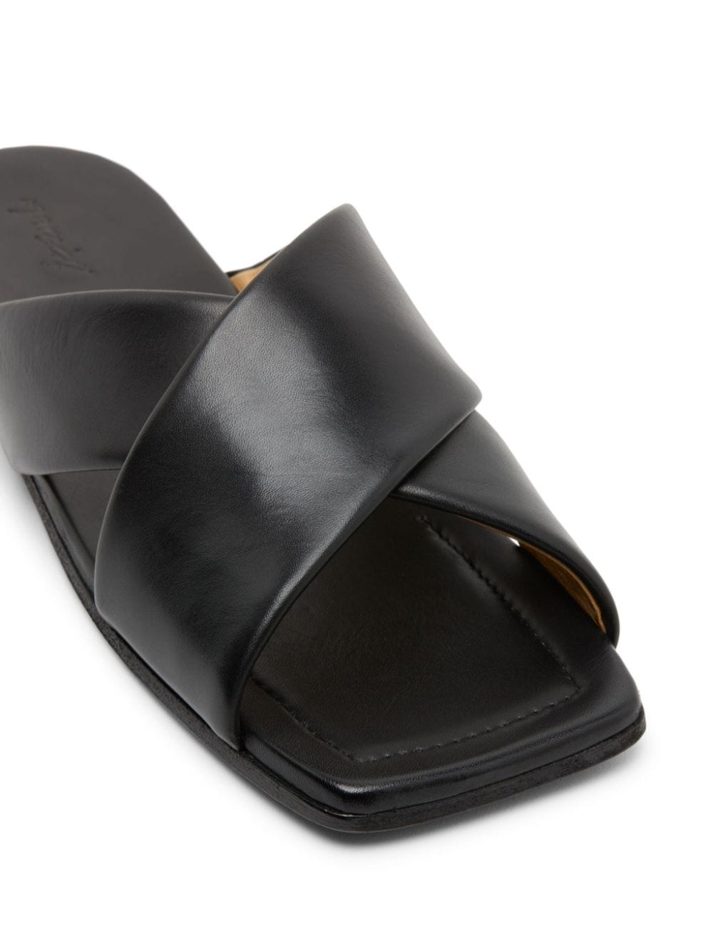 square-toe leather slides - 4