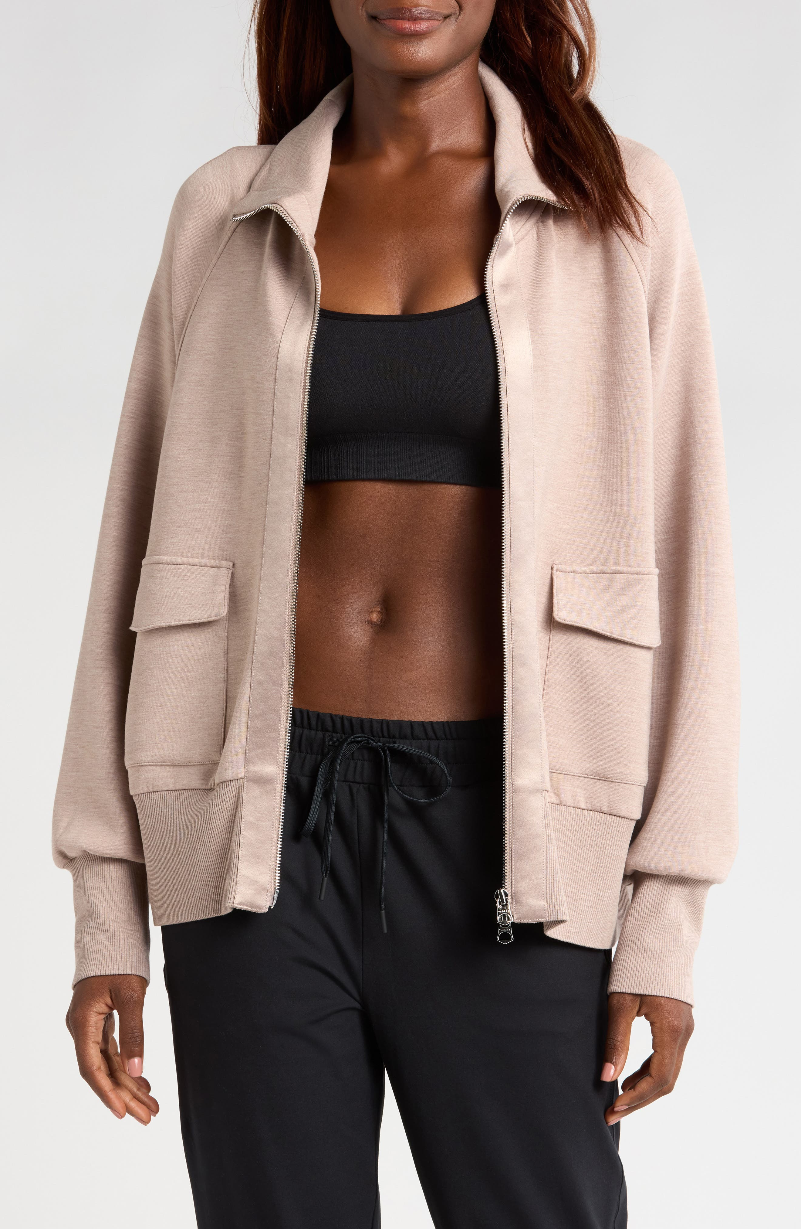 Varley Roxbury Zip-Up Sweatshirt in Taupe Marl at Nordstrom - 2