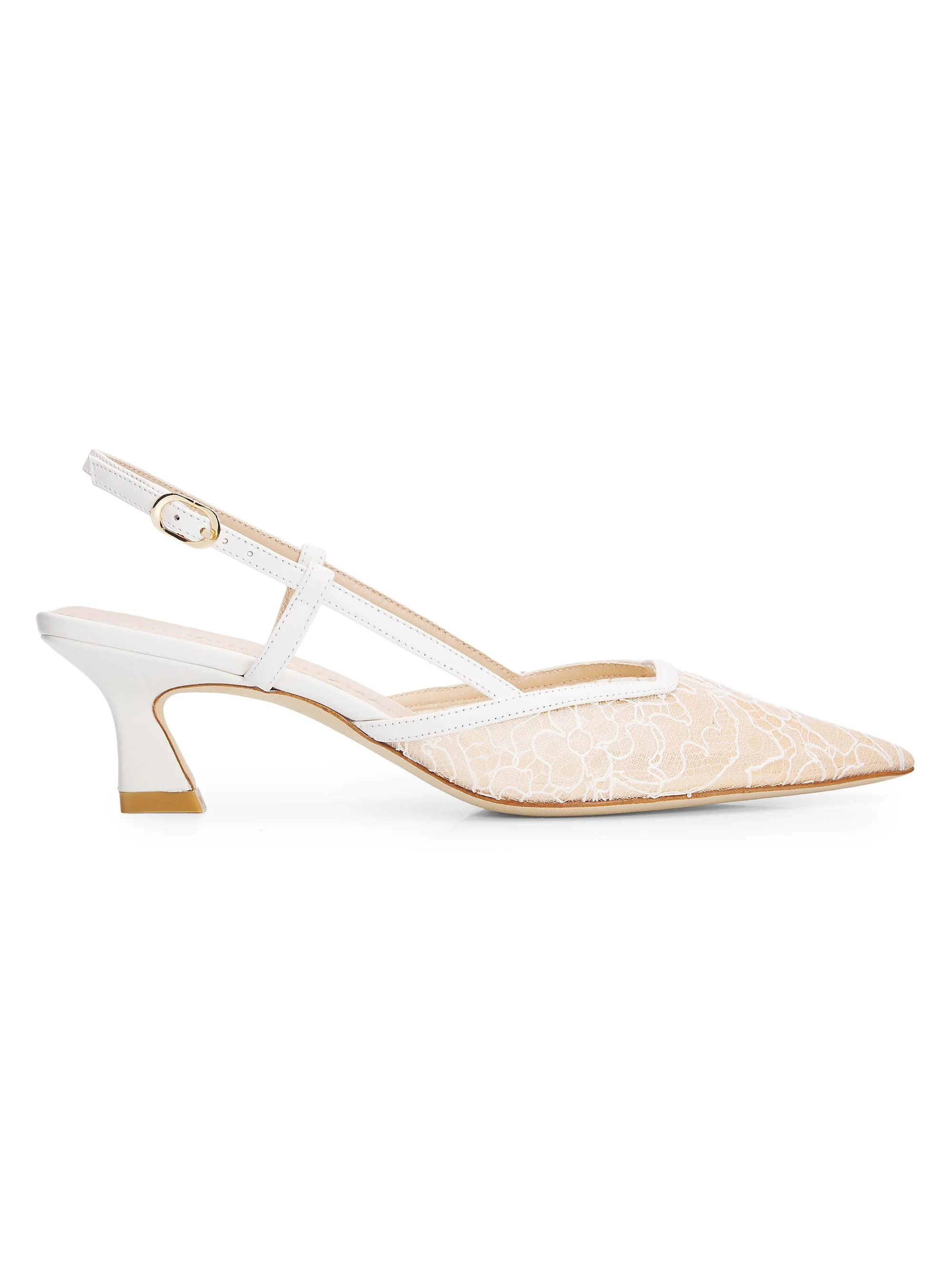 Women's Vinnie 50MM Floral Lace Slingback Pumps - Bianco - 1