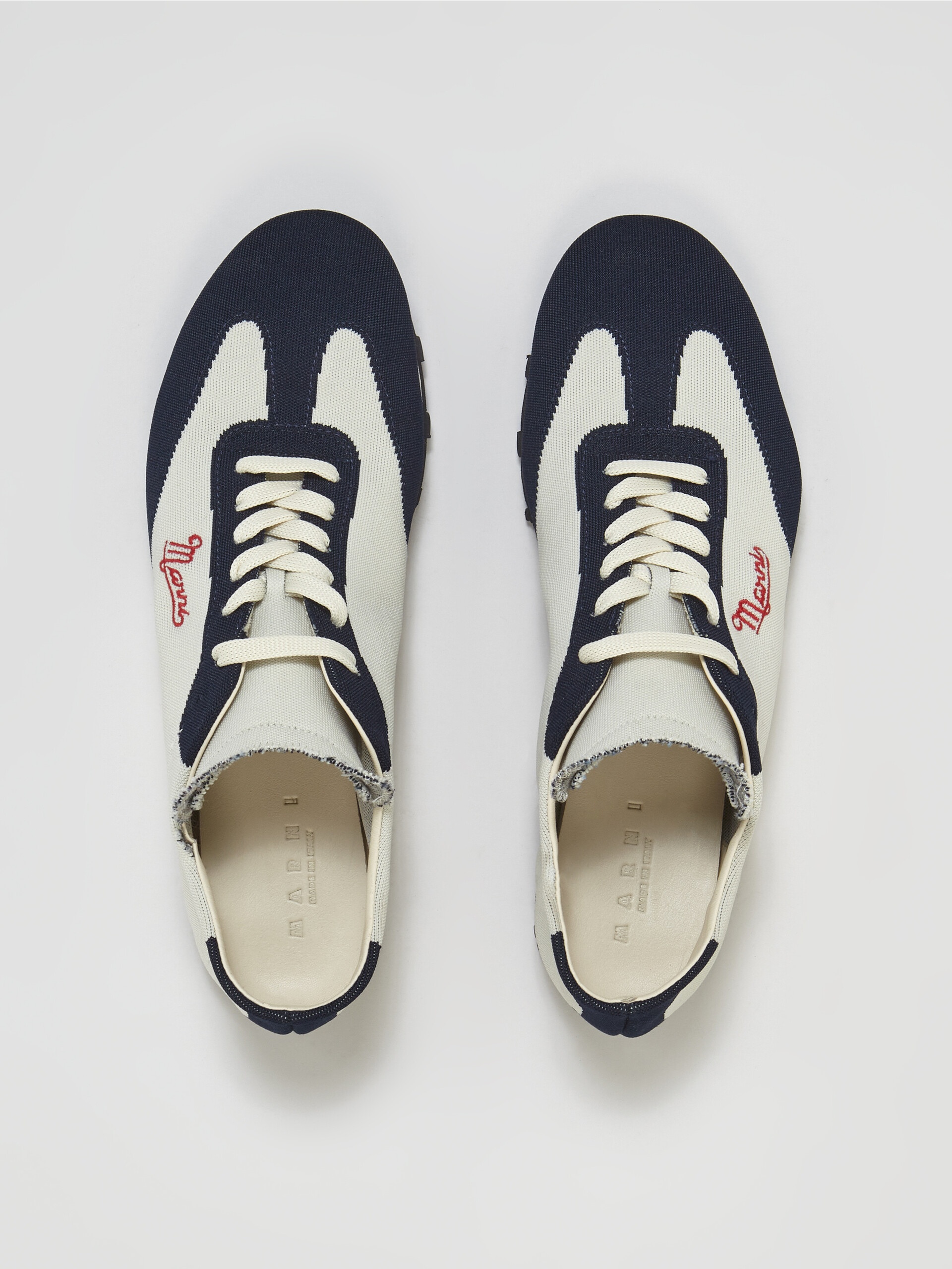 BEIGE AND BLUE STRETCH JACQUARD PEBBLE SNEAKER - 4