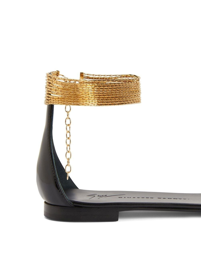 Giuseppe Zanotti Kay gold ankle-strap flat sandals outlook