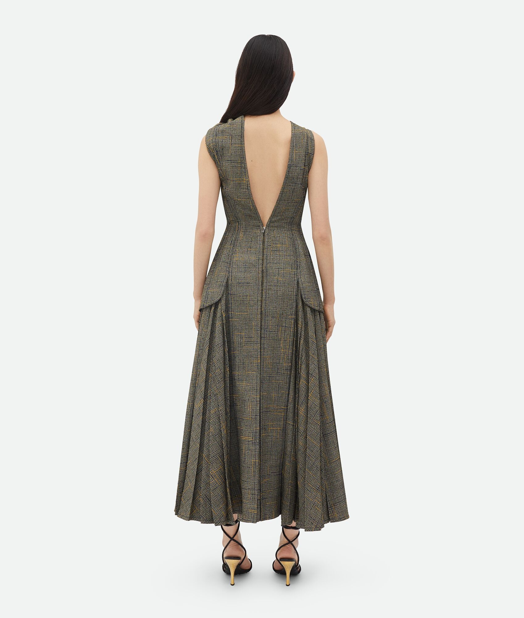 Viscose And Silk Criss-Cross Long Dress With Knot - 3